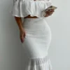 White Sienna Ruffled Skirt Set