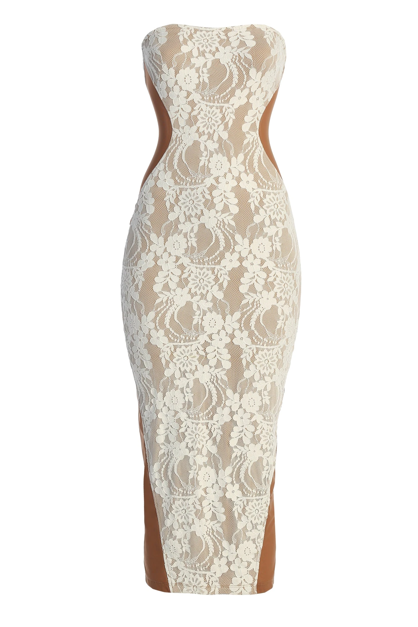 White/Tan Easy To Love Dress - Image 3