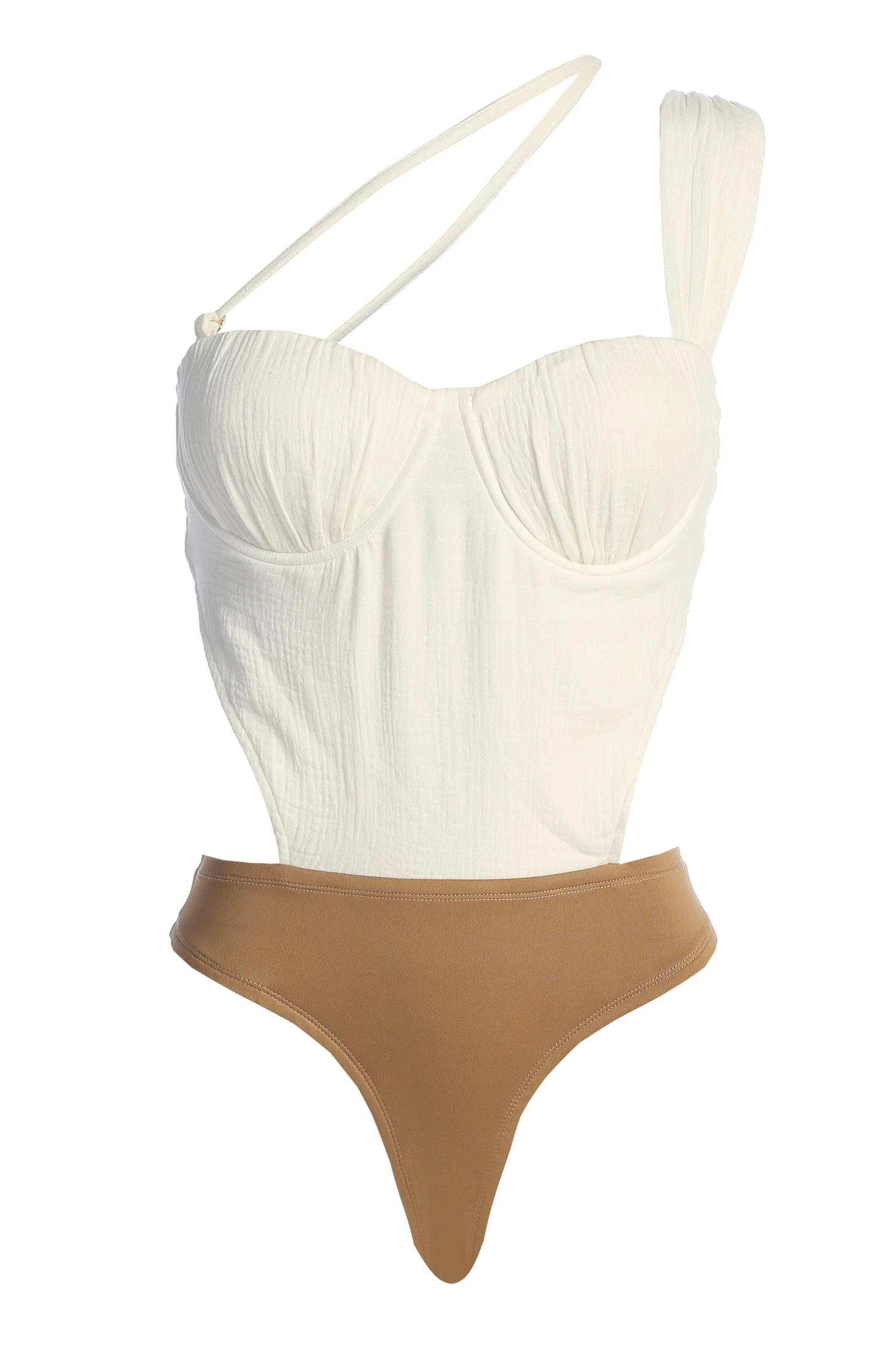 Natural Scenic One-Shoulder Linen Bodysuit - Image 3