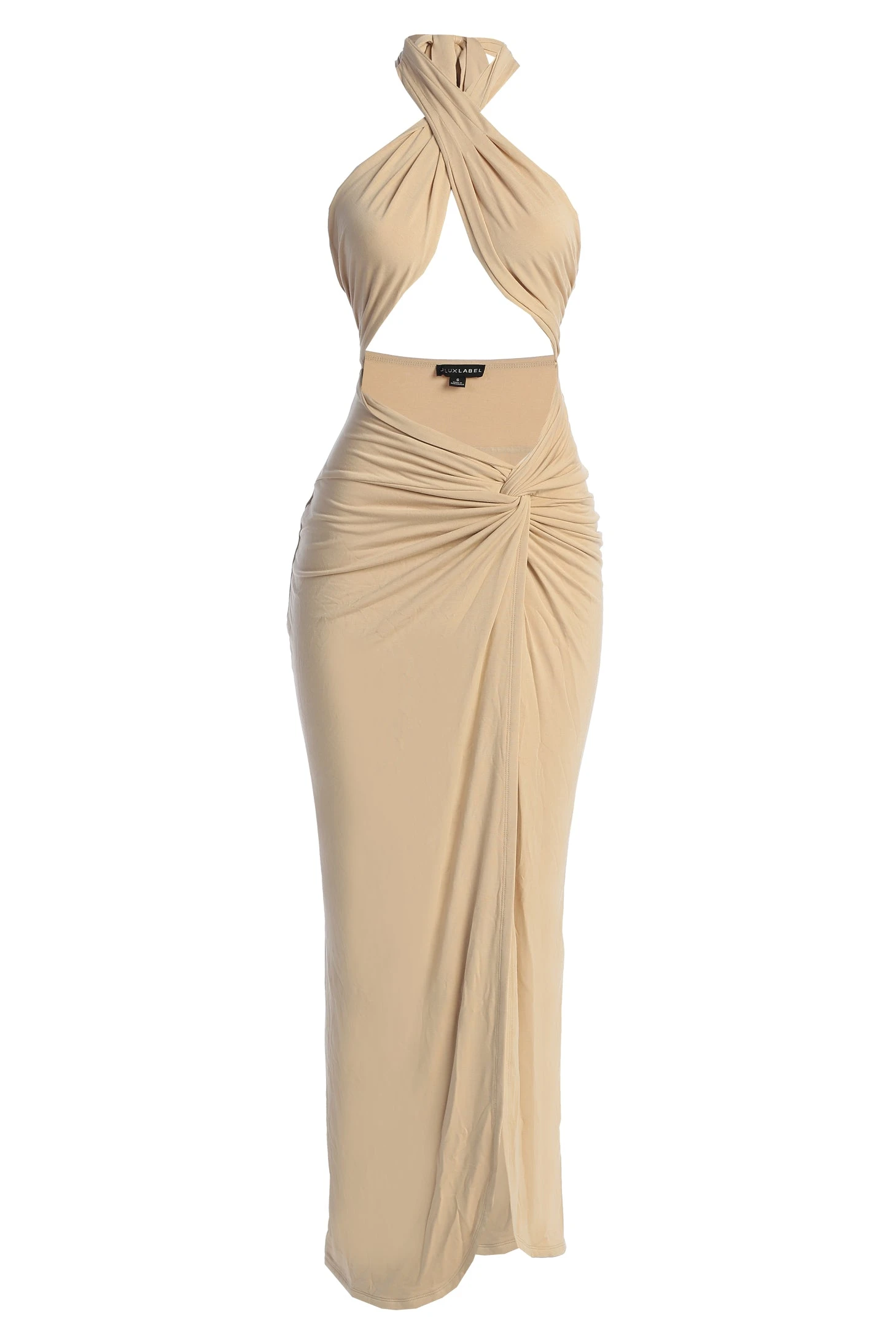 Tan Tamara Halter Midi Dress - Image 2