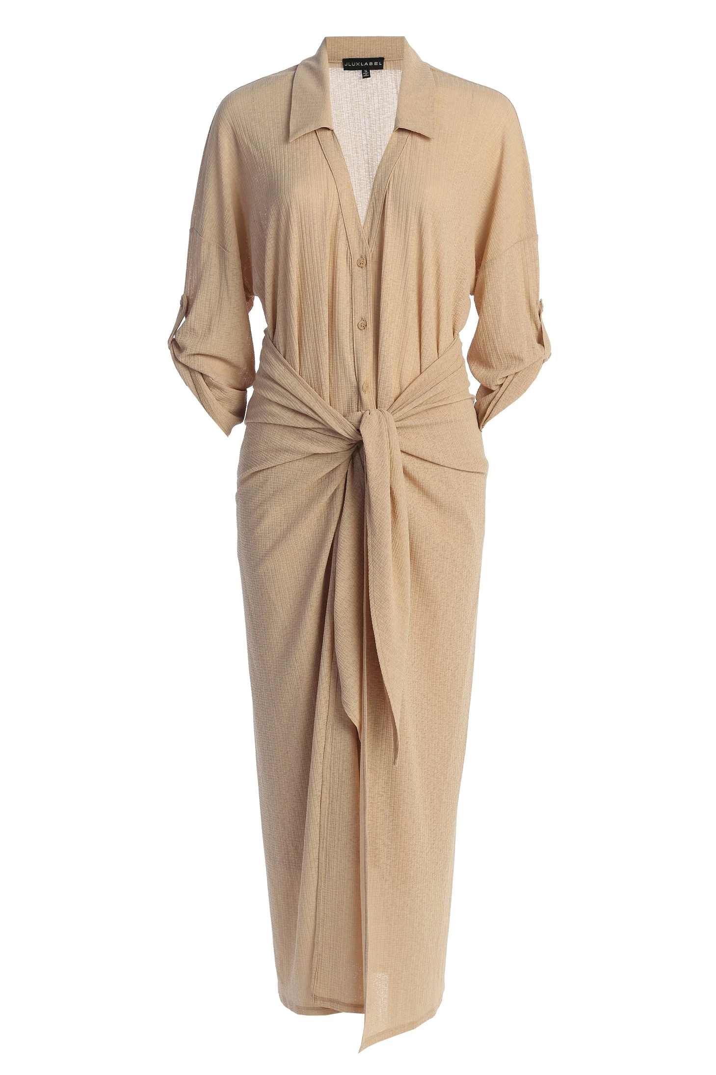 Tan Sunlight Crinkled Mesh Skirt Set - Image 3