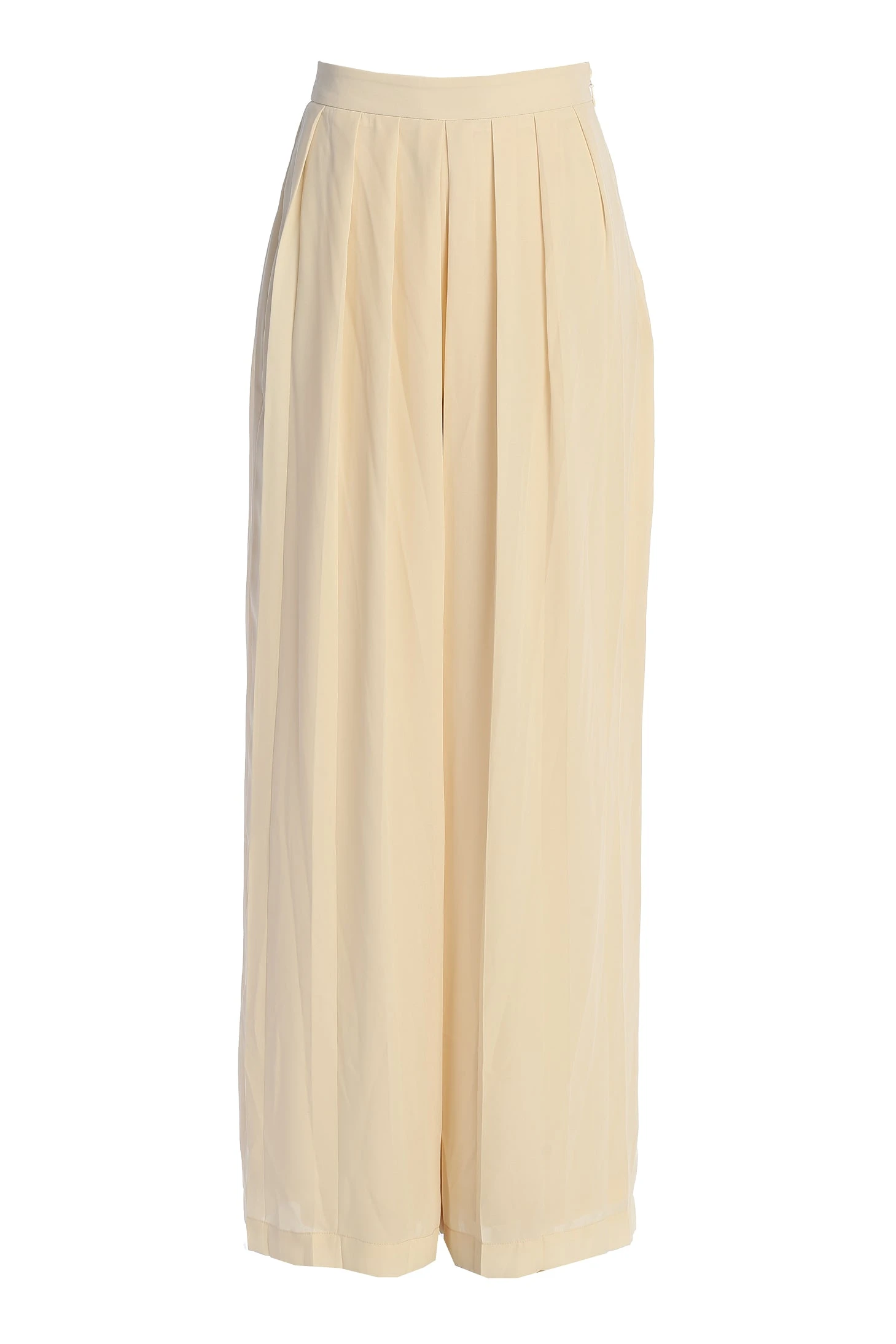 Ivory Josette Wide-Leg Pleated Pants - Image 2
