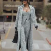 Lt. Grey Savannah Belted Tweed Coat