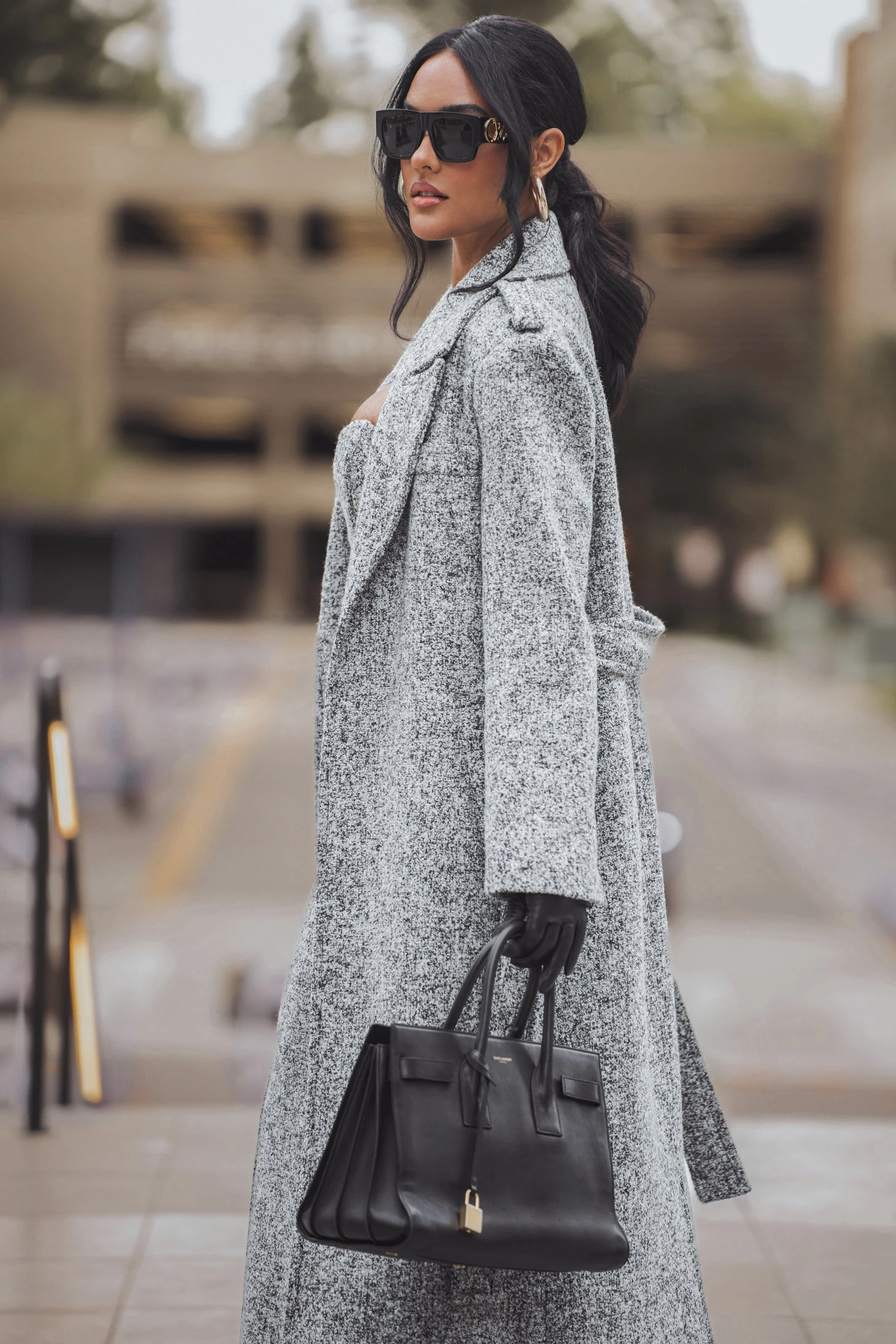Lt. Grey Savannah Belted Tweed Coat - Image 17