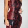 Red Bianca Snakeskin Slit Dress