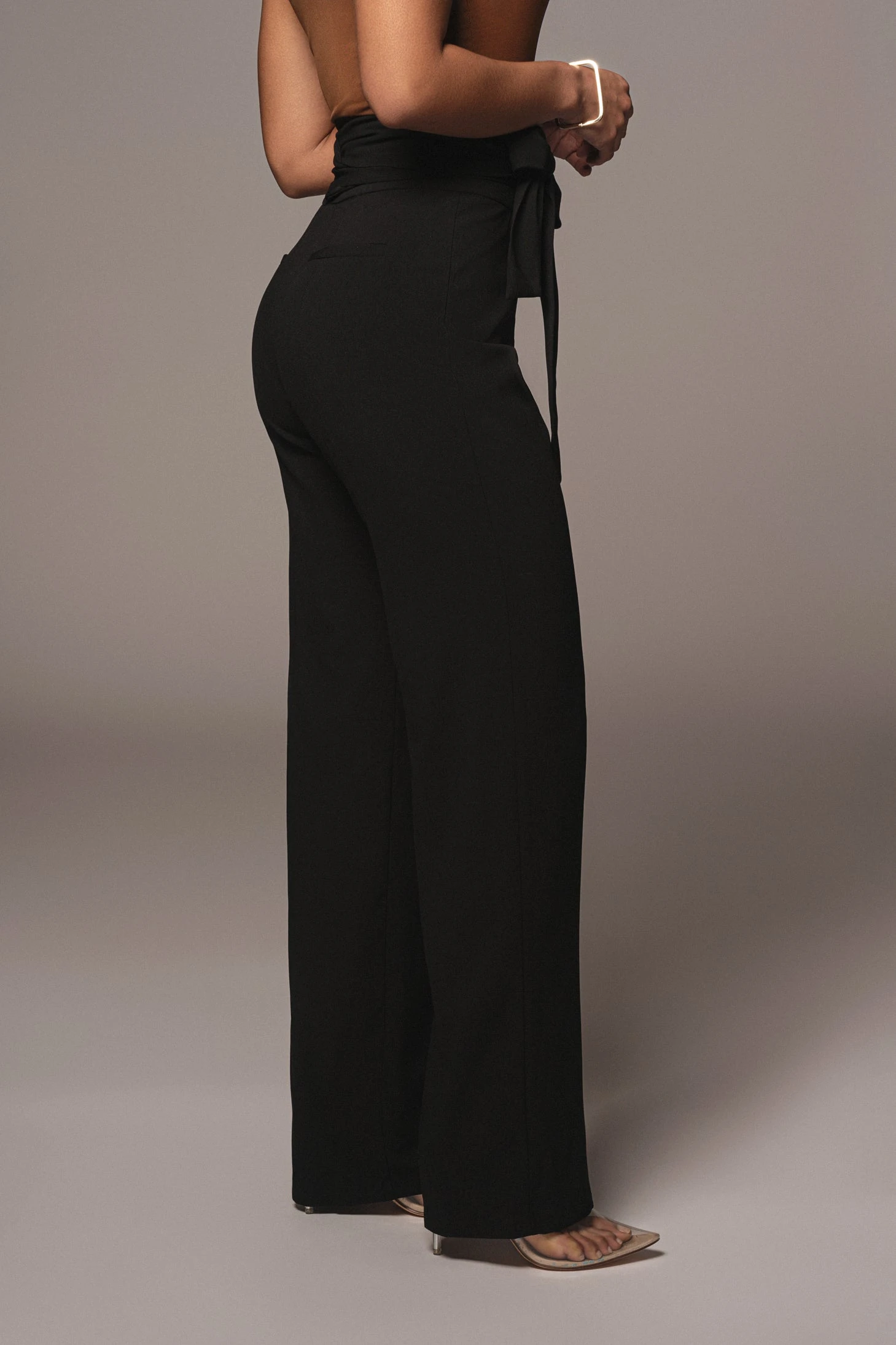 Black Safiya Wide Leg Pants - Image 3