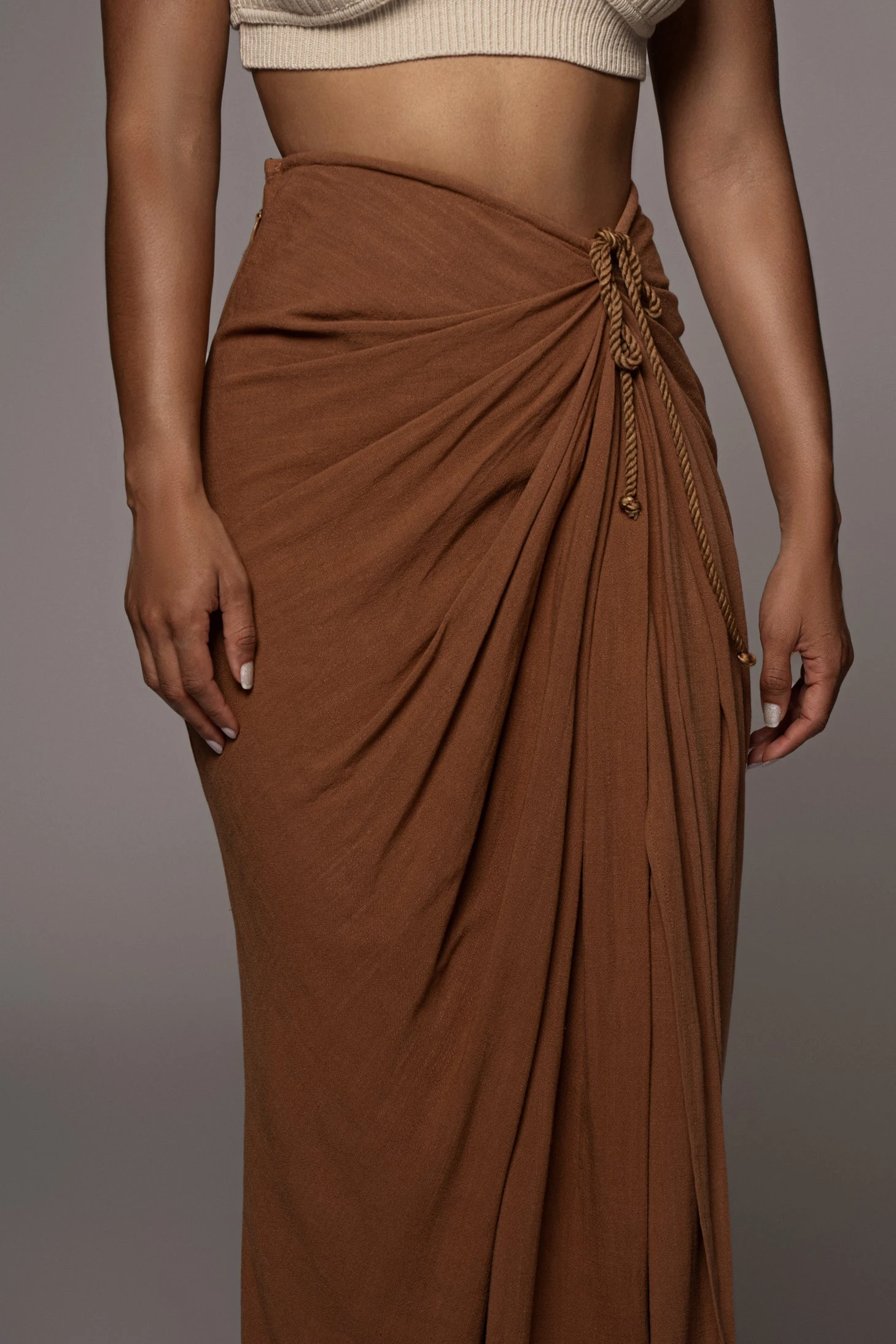 Pecan Noelia Linen Slit Skirt - Image 8