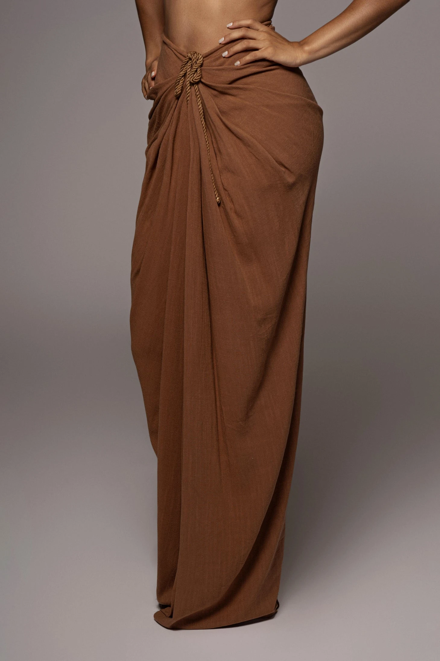 Pecan Noelia Linen Slit Skirt - Image 9