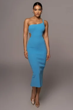 Blue Ruth One Shoulder Dress