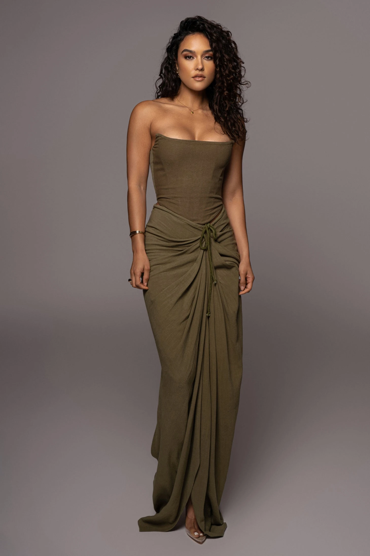 Olive Noelia Linen Slit Skirt - Image 2