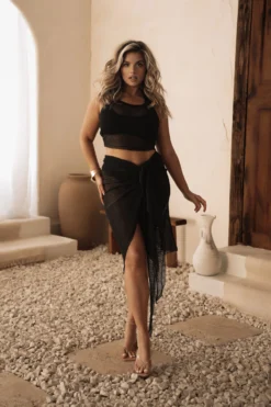 Black Fishnet Crop Tank