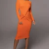 Jluxbasix Orange Modern Lovers Midi Dress