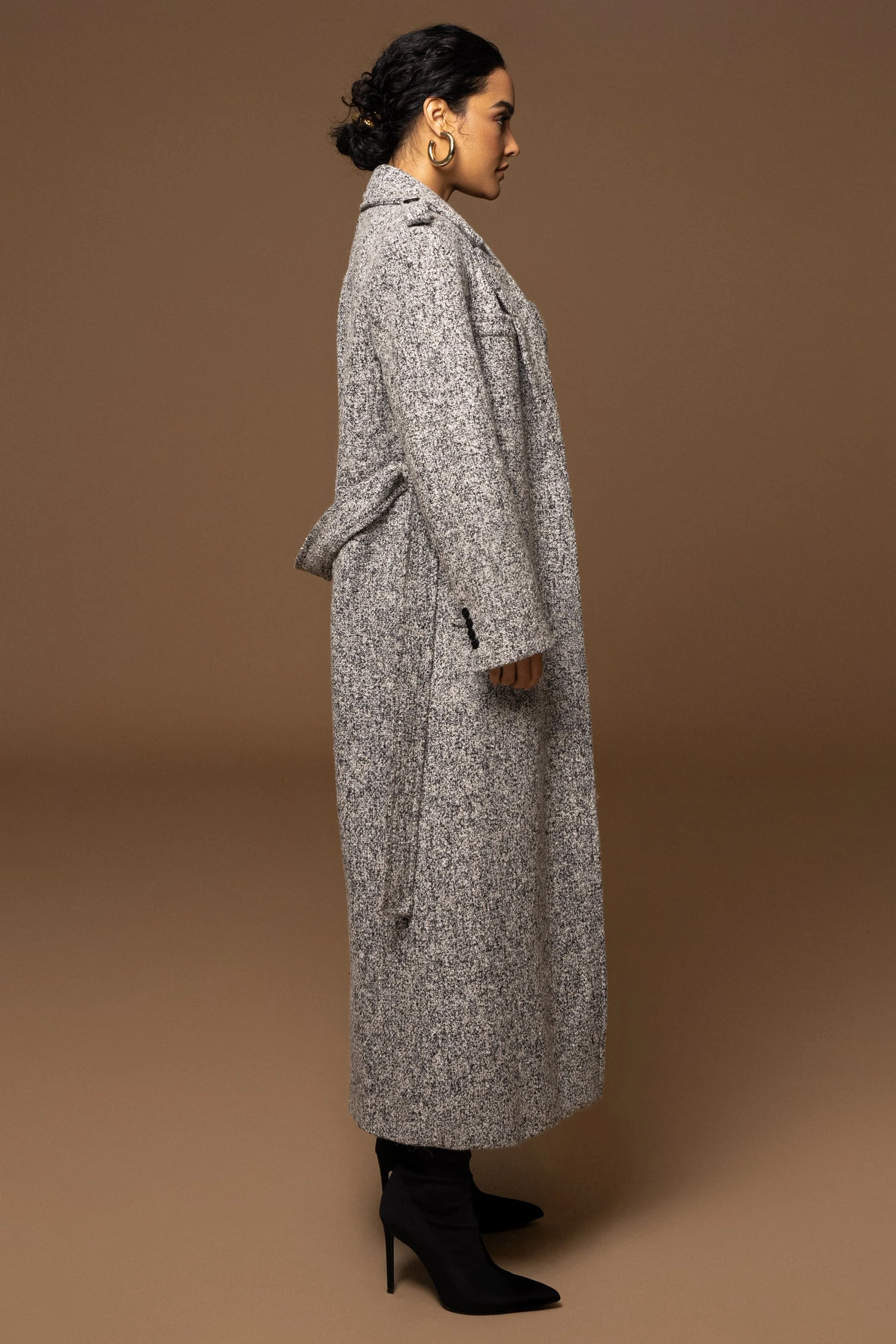 Lt. Grey Savannah Belted Tweed Coat - Image 18
