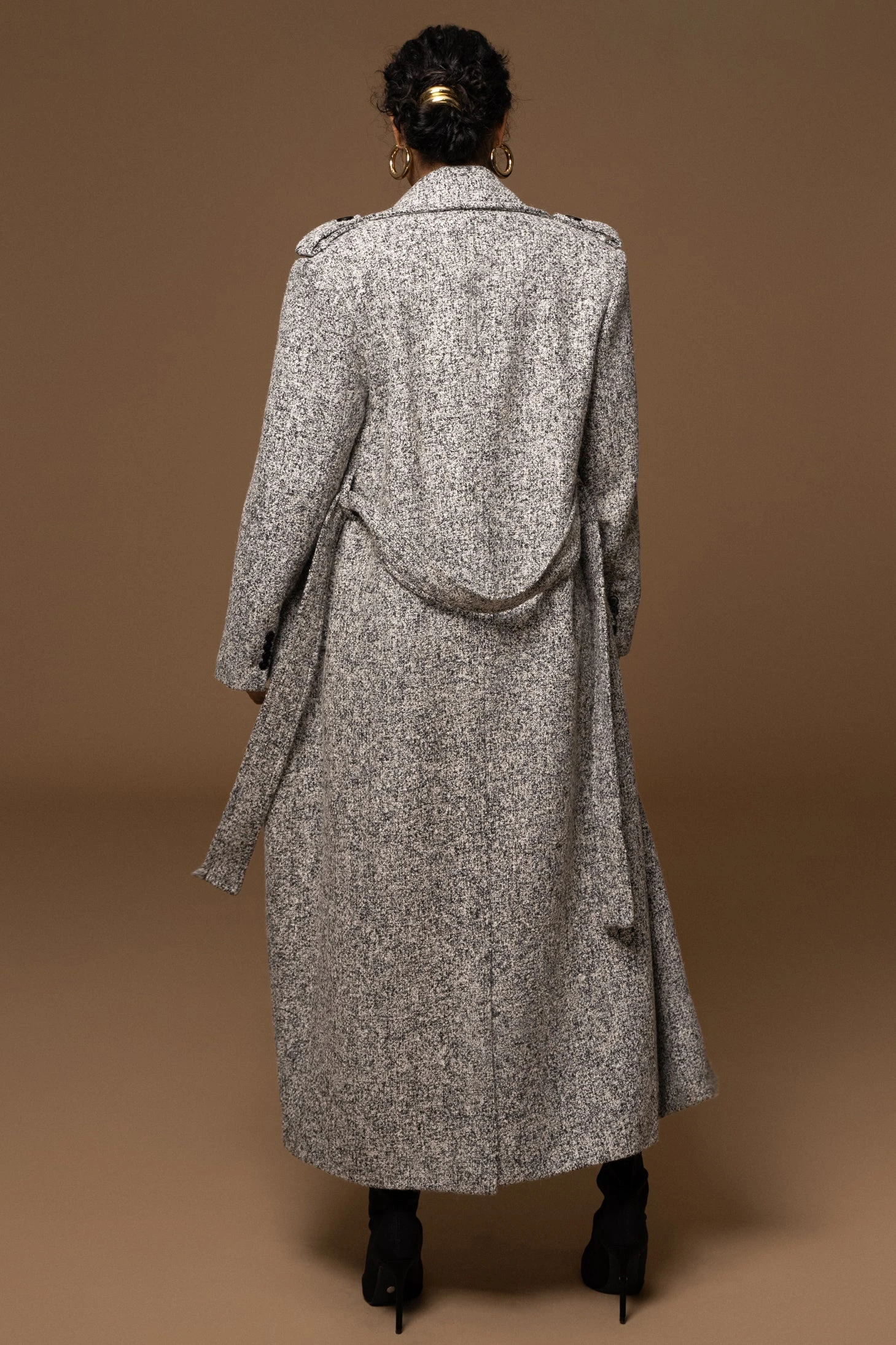 Lt. Grey Savannah Belted Tweed Coat - Image 19