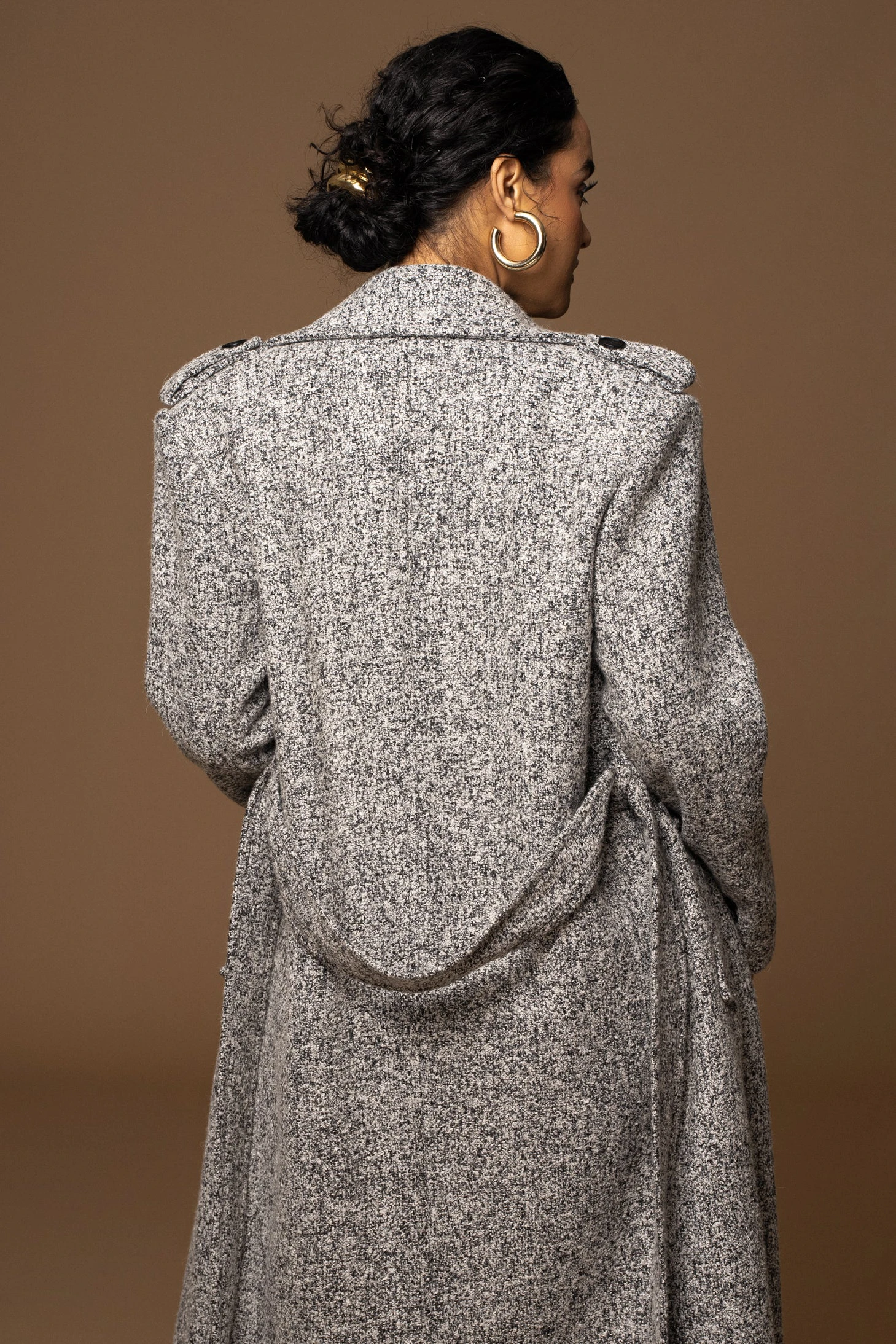 Lt. Grey Savannah Belted Tweed Coat - Image 20