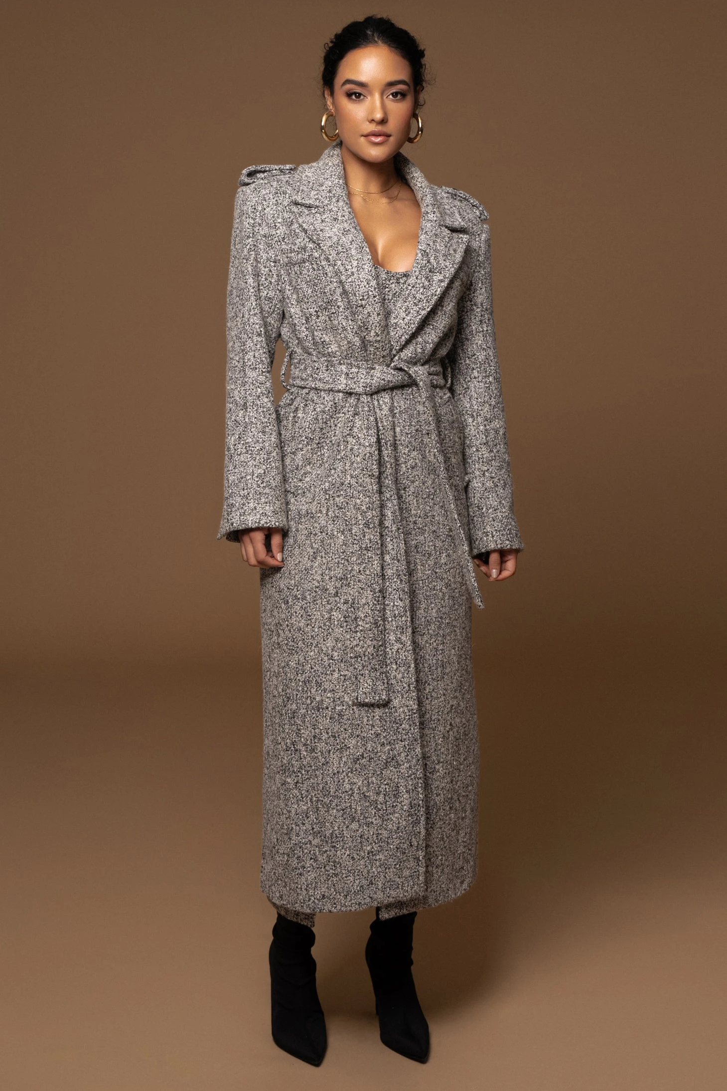 Lt. Grey Savannah Belted Tweed Coat - Image 10