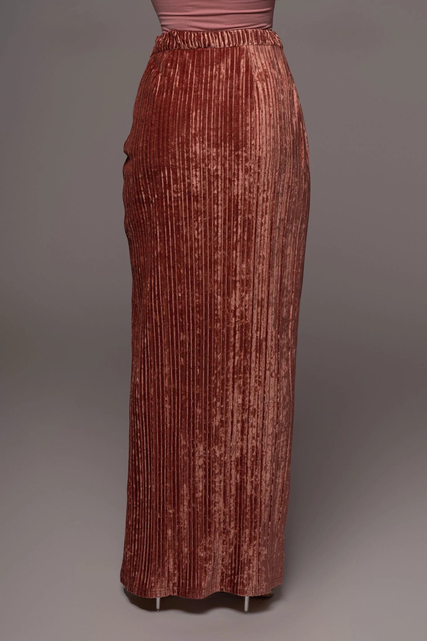 Rose Krisana Velvet High Slit Skirt - Image 8