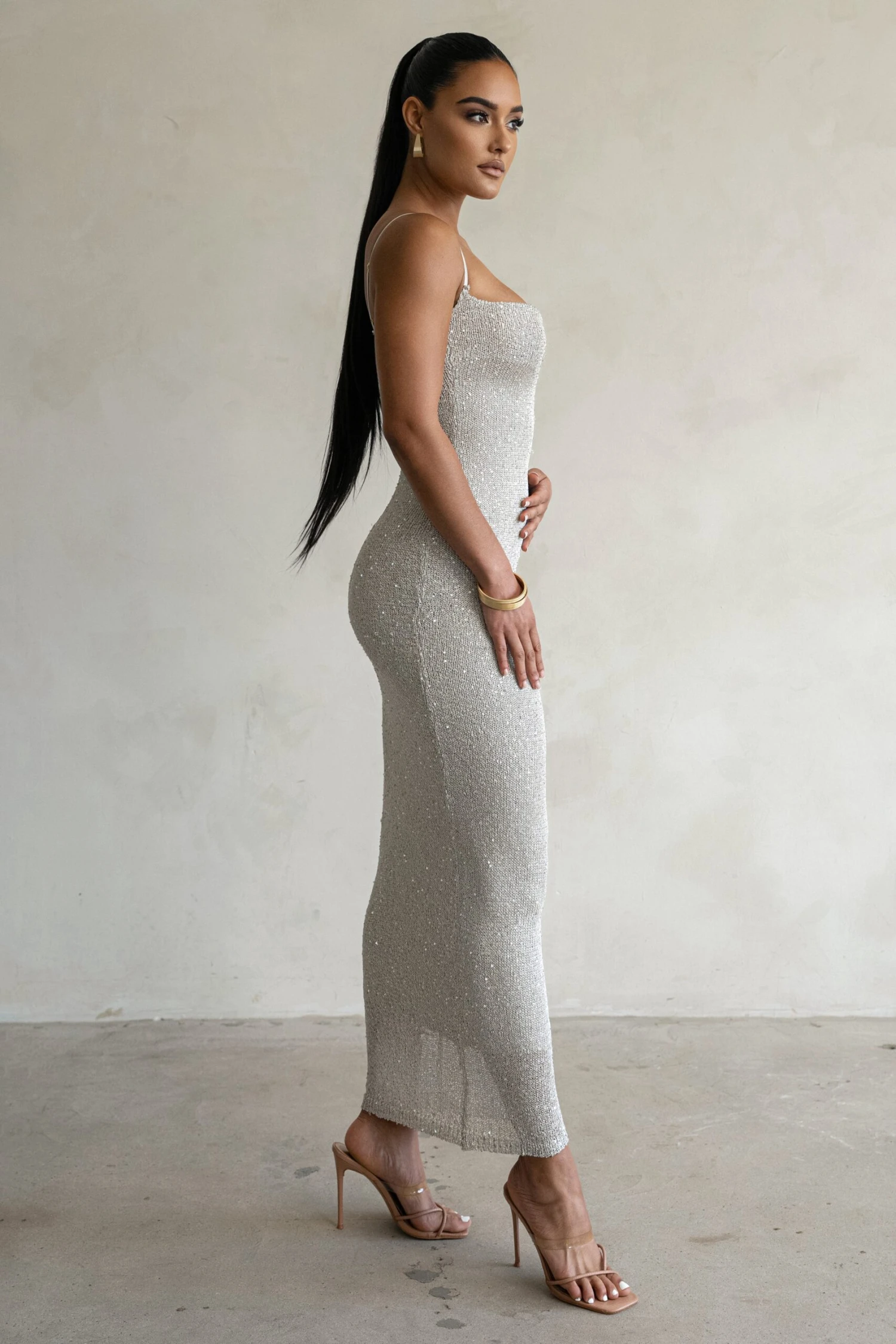 Beige Noemie Sequin Maxi Dress - Image 8