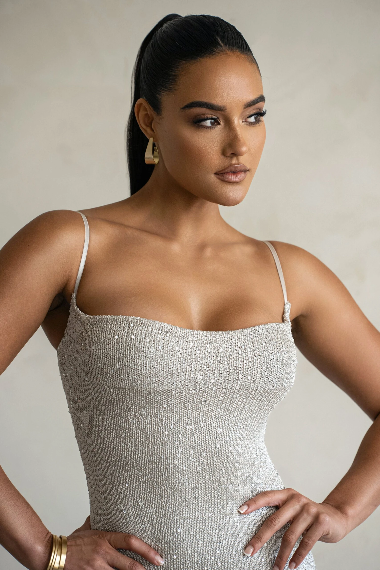 Beige Noemie Sequin Maxi Dress - Image 4