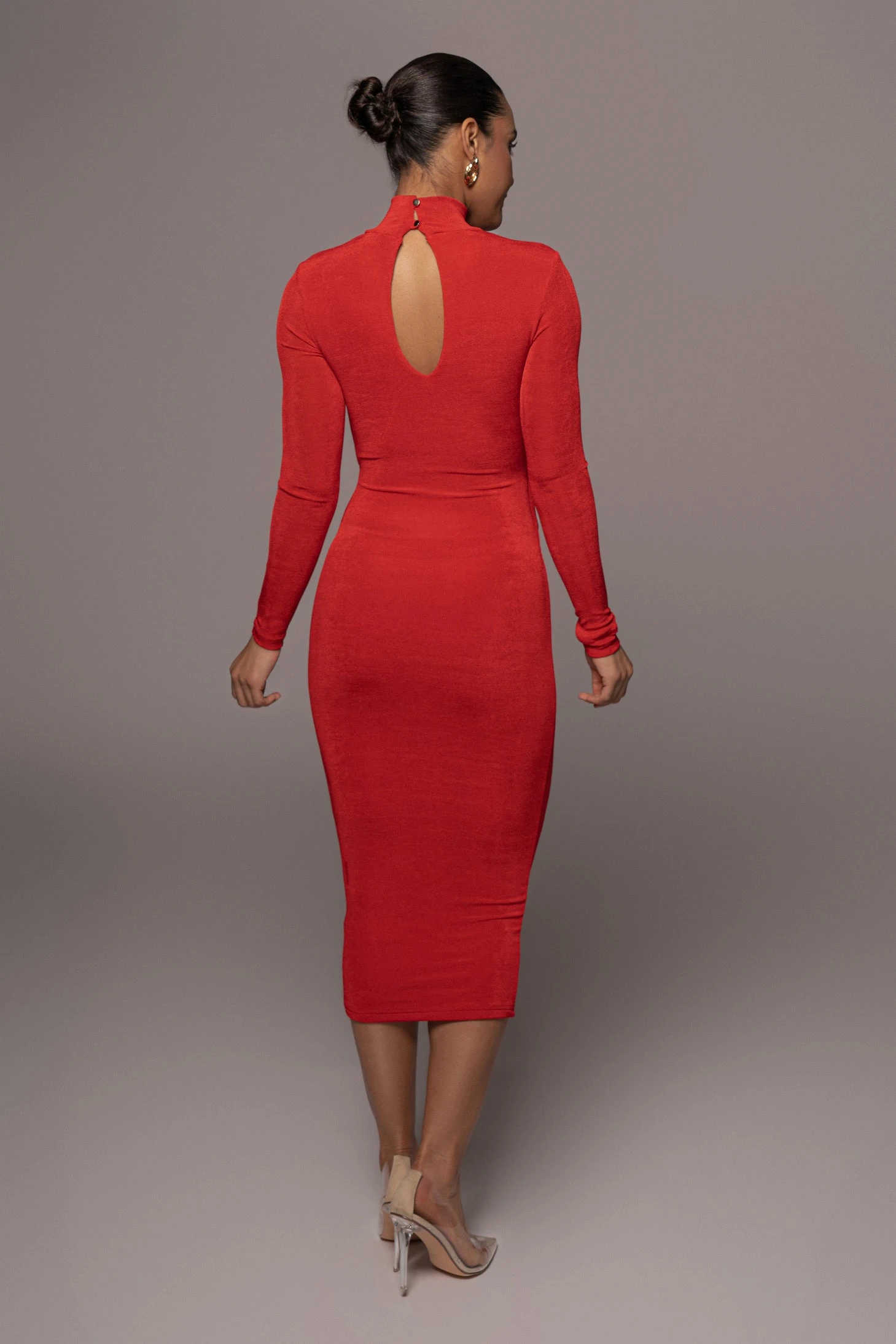 Red Kara Mock Neck Dress - Image 4