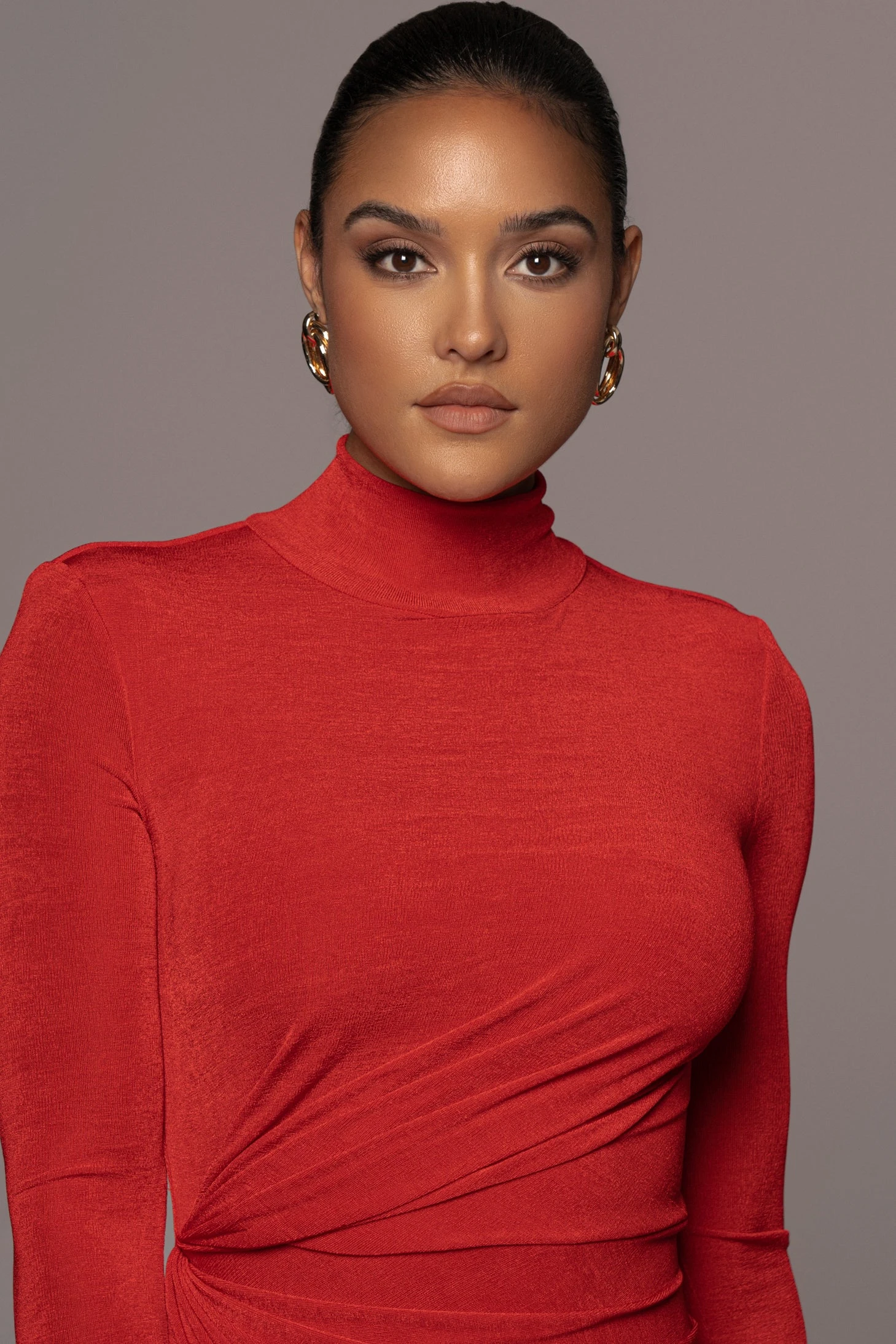 Red Kara Mock Neck Dress - Image 2