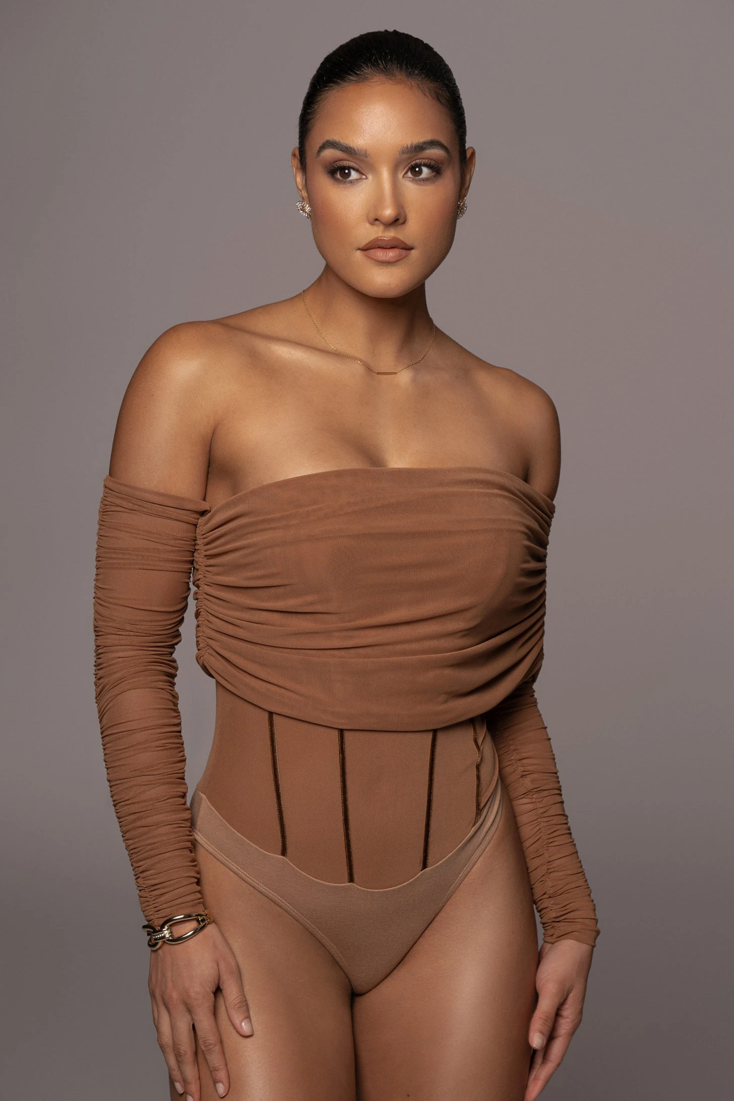 Pecan Sheer Perfection Bodysuit - Image 4