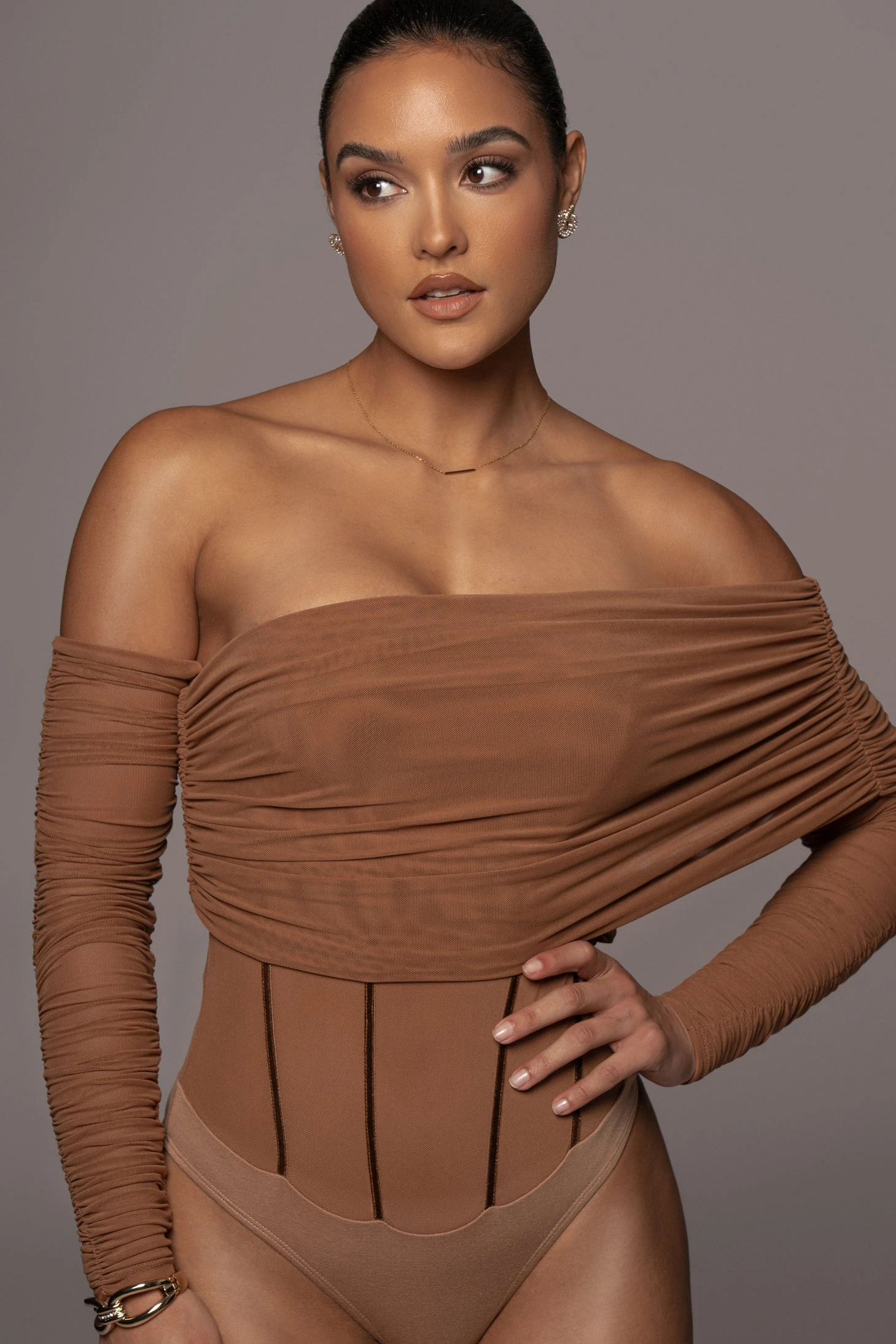 Pecan Sheer Perfection Bodysuit - Image 6