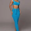 Blue Nikole Ribbed Skirt Set