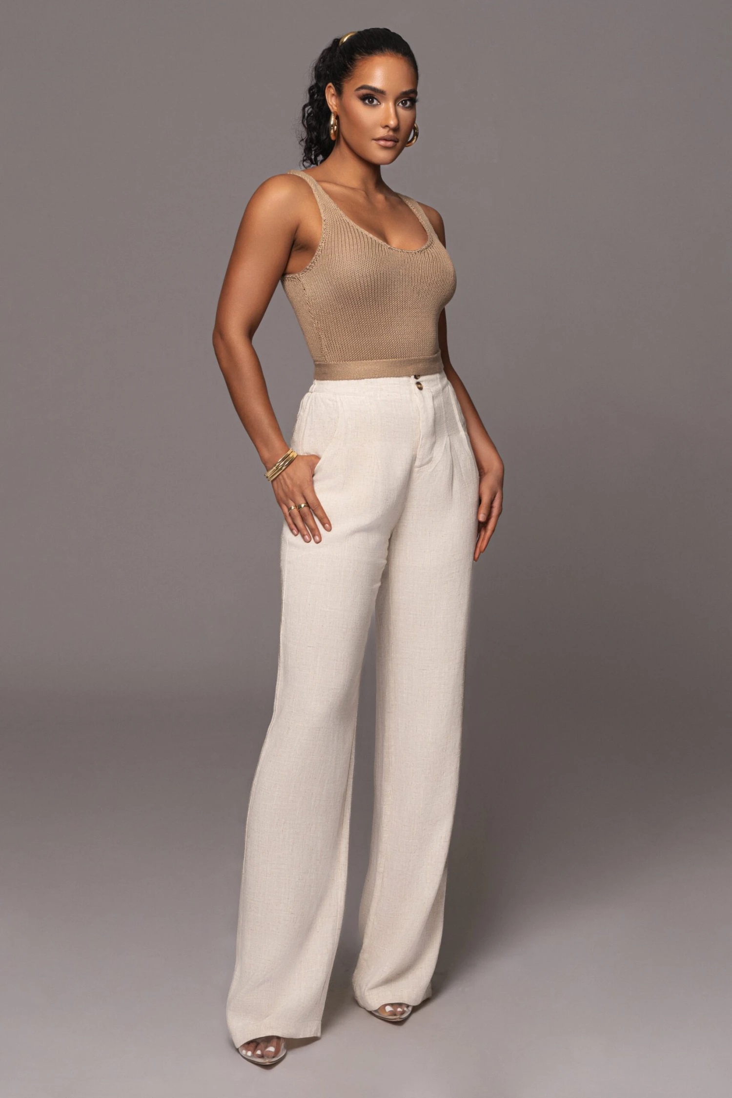 Taupe Juliette Knit Belted One Piece - Image 4