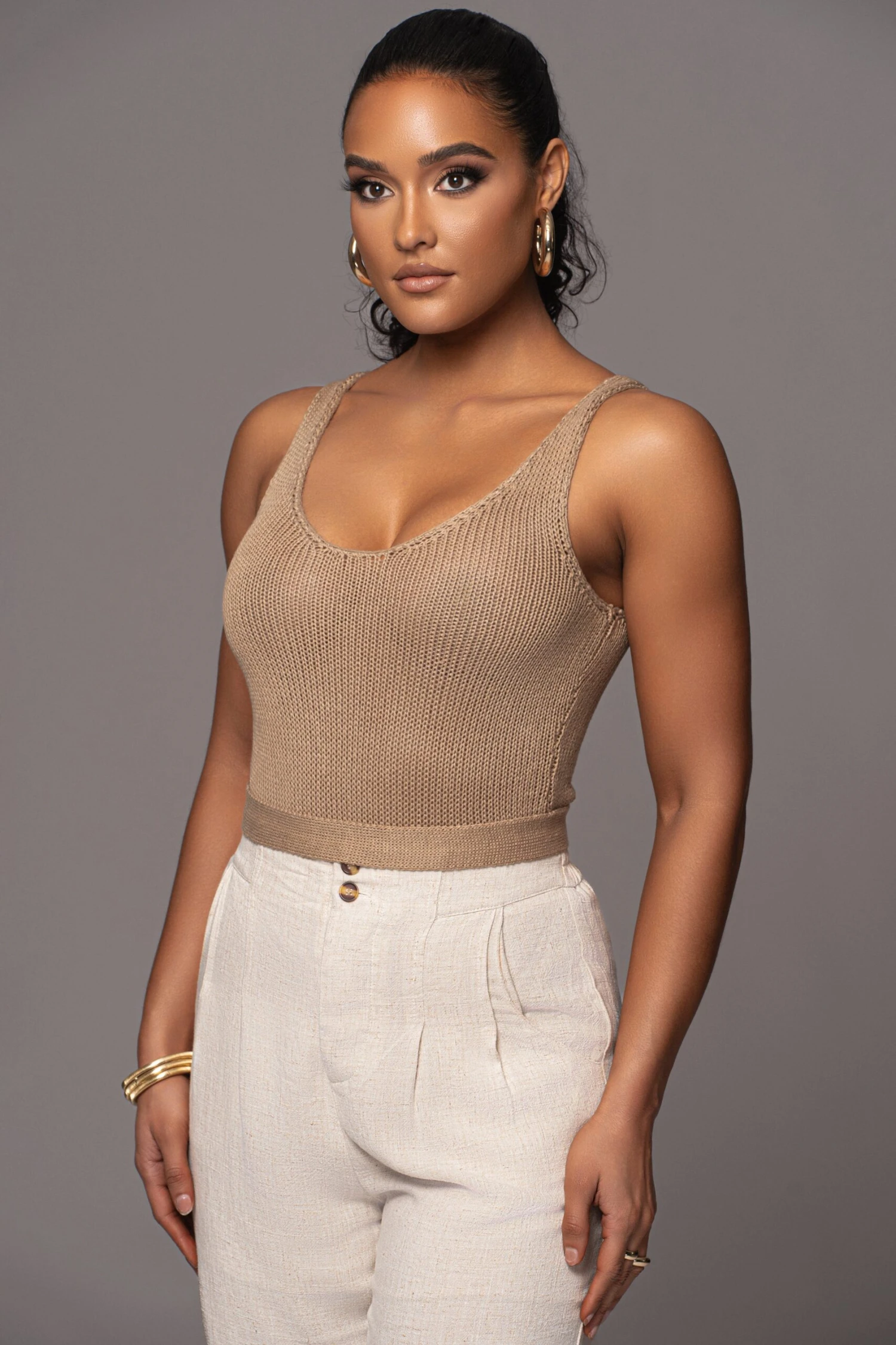 Taupe Juliette Knit Belted One Piece - Image 5