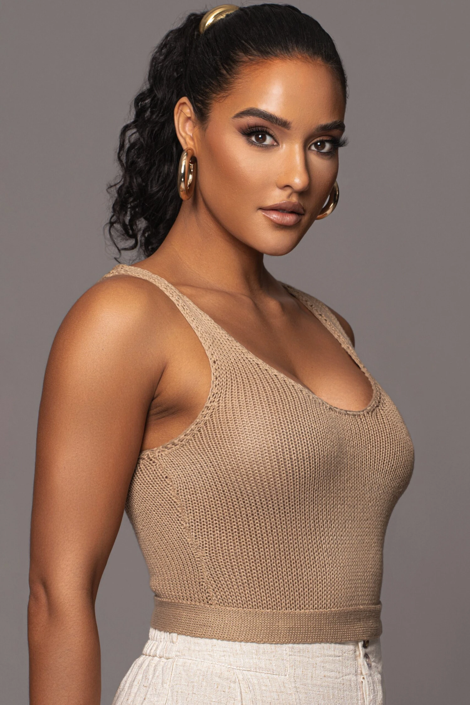 Taupe Juliette Knit Belted One Piece - Image 8