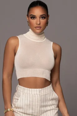 Ivory Barely There Turtleneck Top