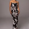 Ivory Floral Break Free Strapless Maxi Dress