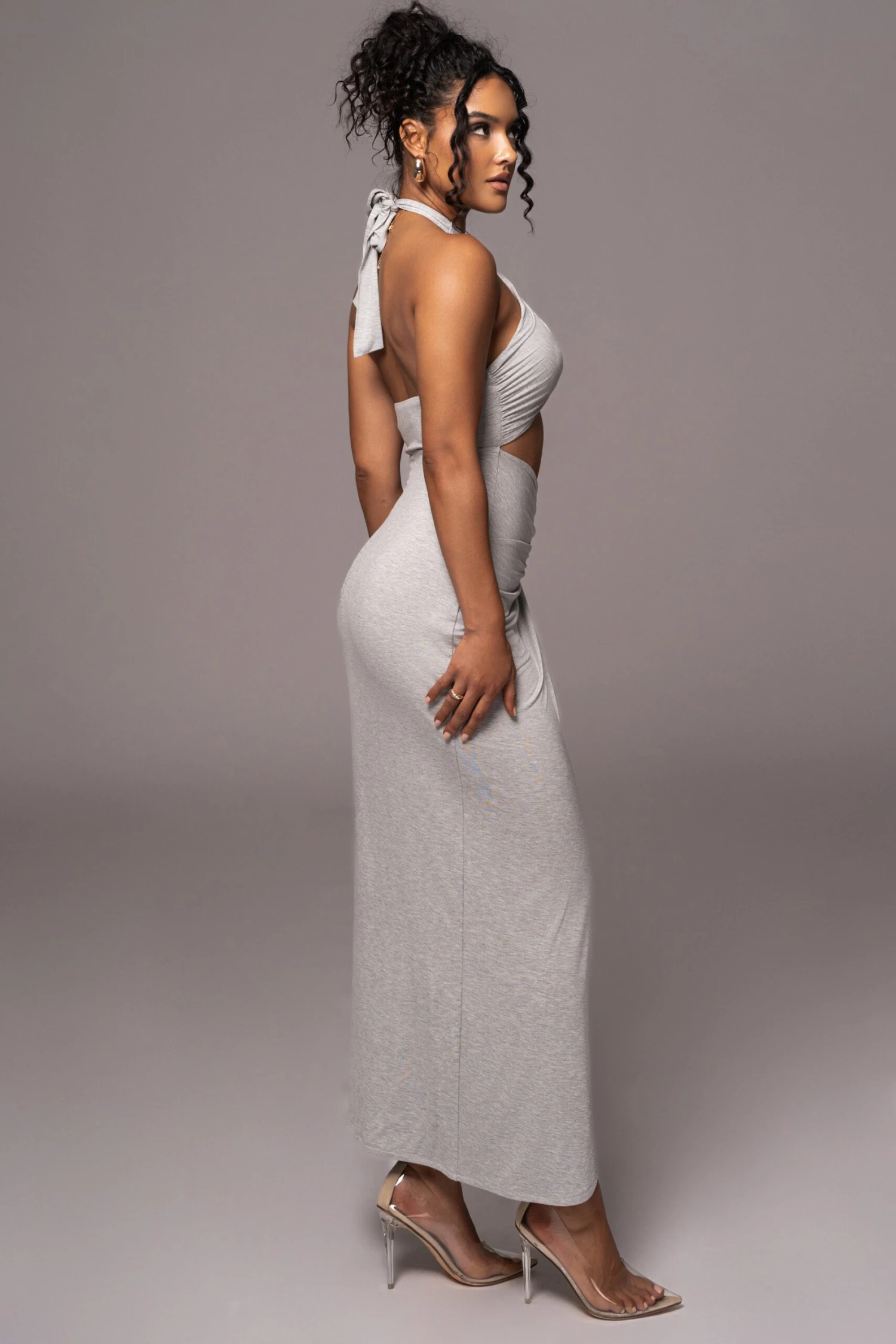 Grey Tamara Halter Midi Dress - Image 8