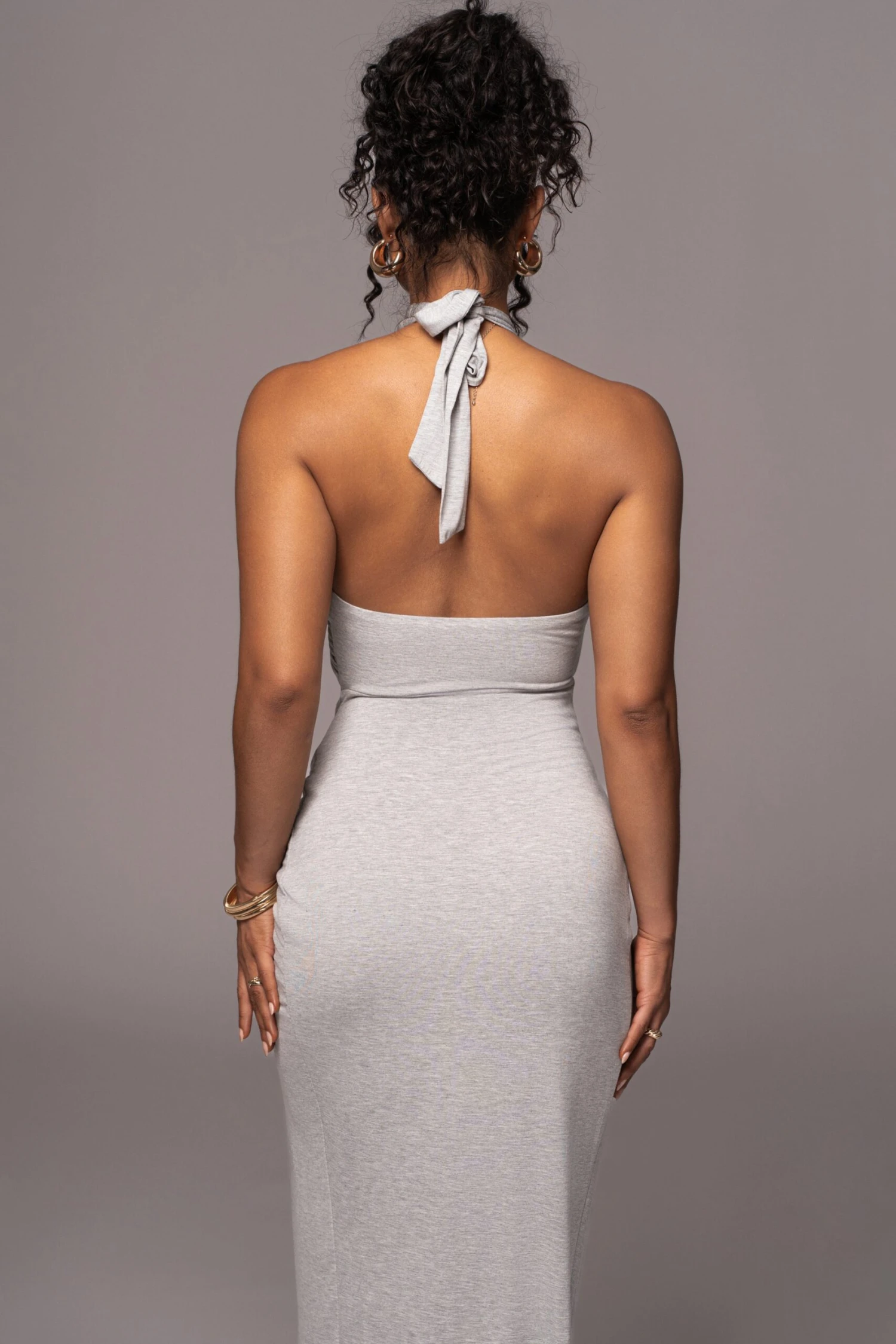Grey Tamara Halter Midi Dress - Image 10