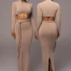 Beige City Love Two-Piece Skirt Set