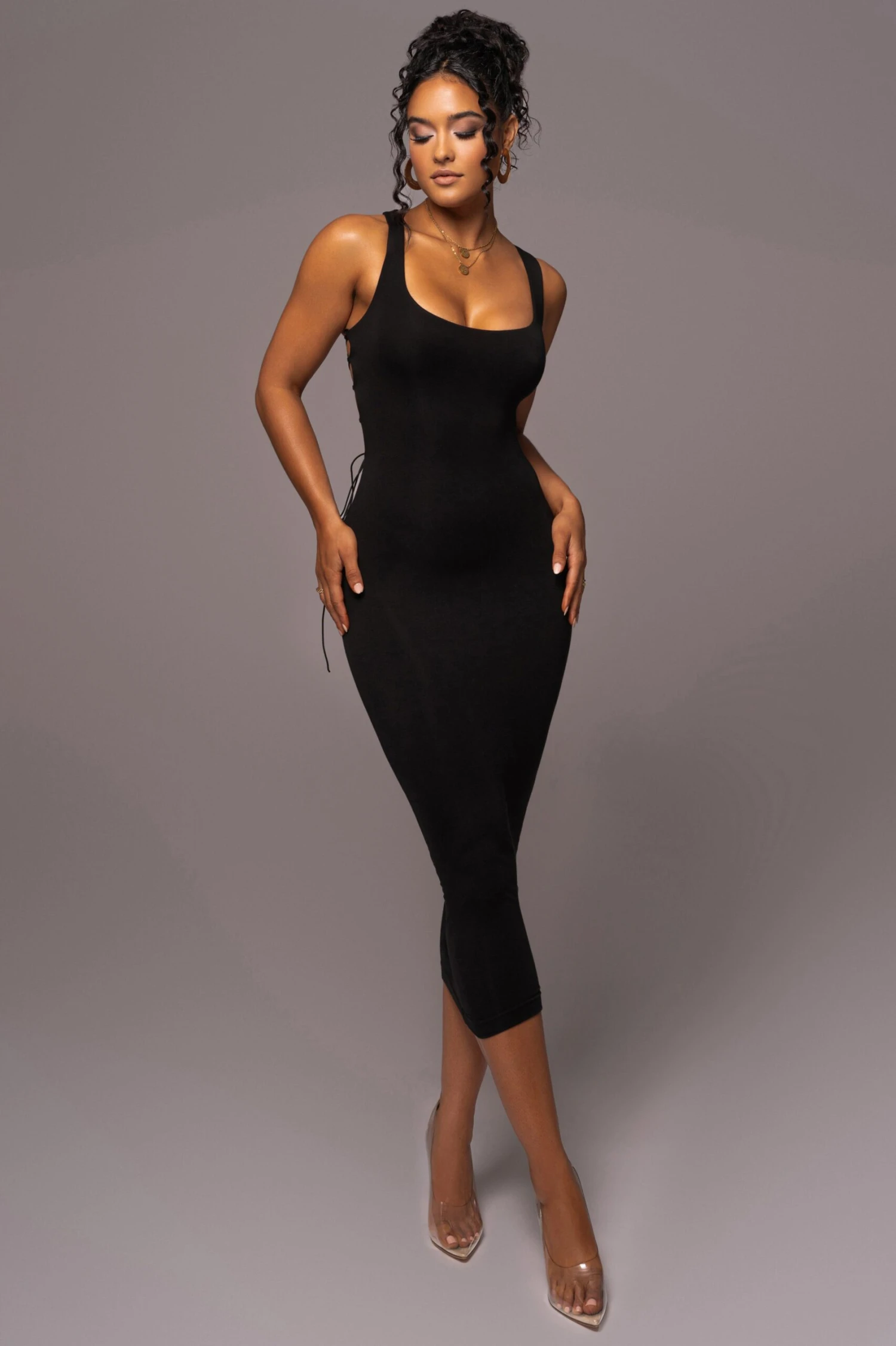 Black Late Nights Midi Dress - Image 5