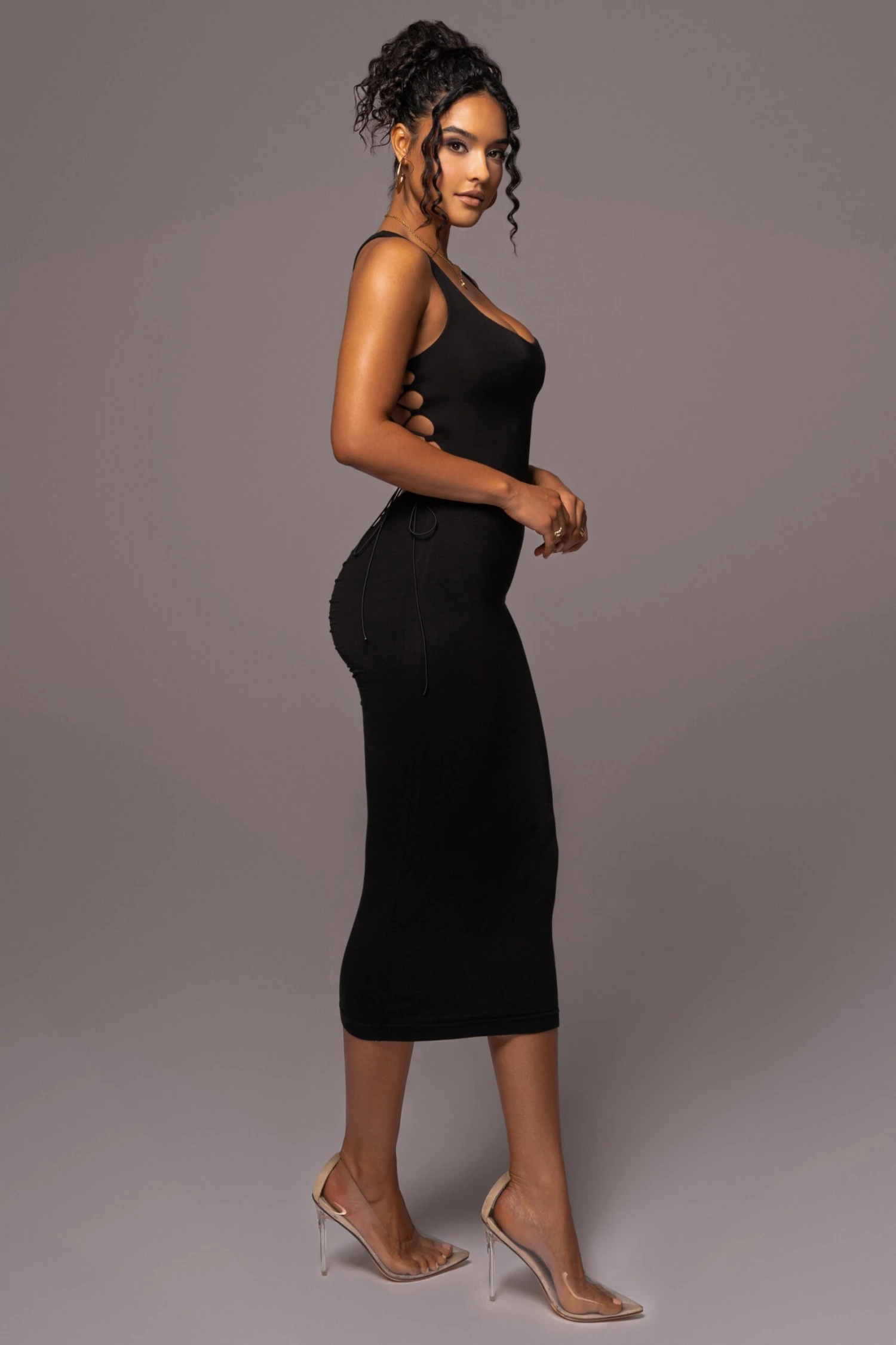 Black Late Nights Midi Dress - Image 7