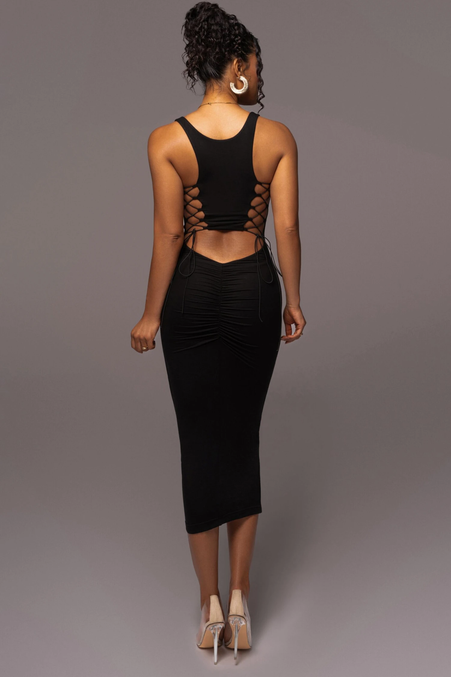 Black Late Nights Midi Dress - Image 8