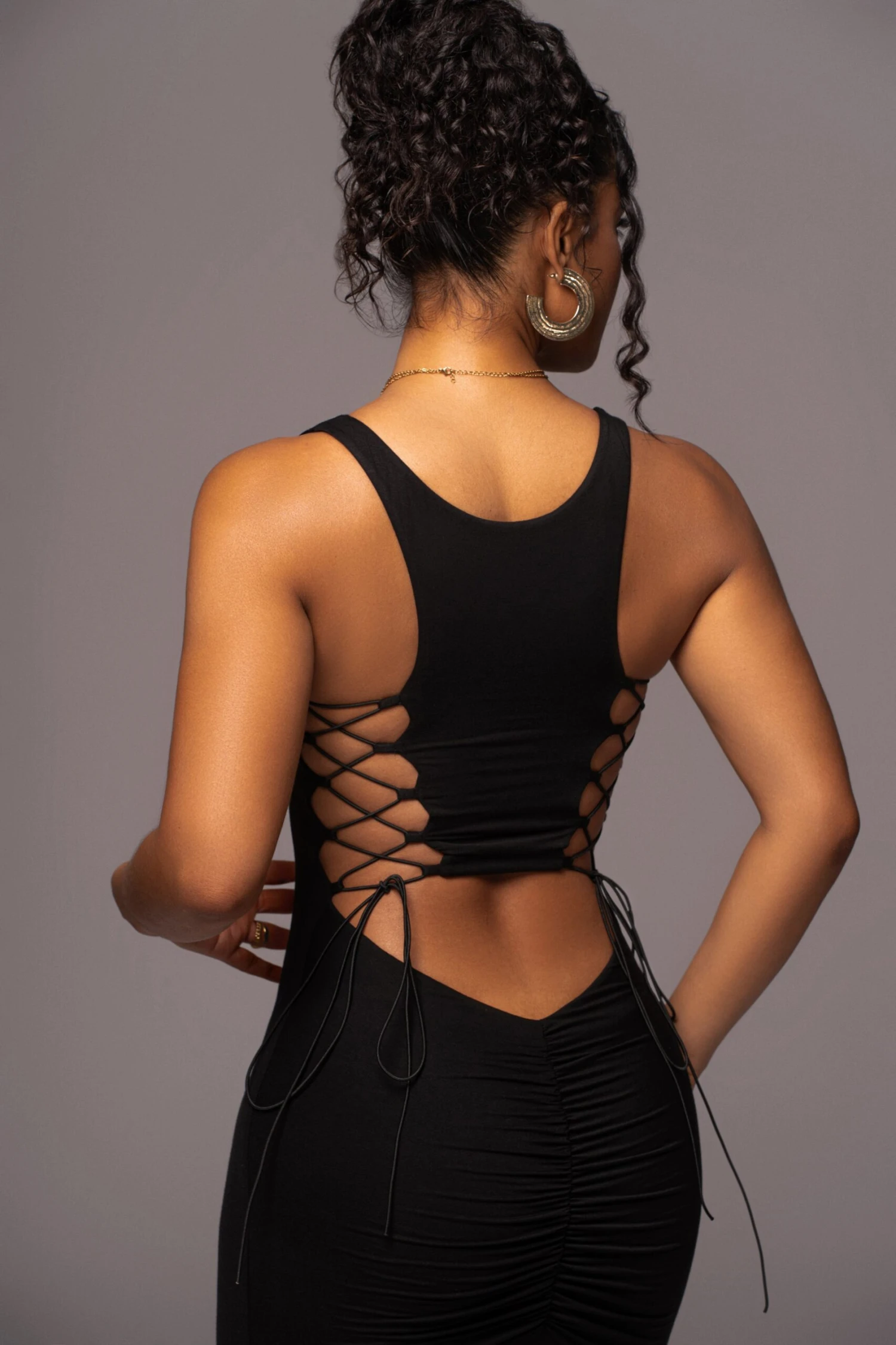 Black Late Nights Midi Dress - Image 9