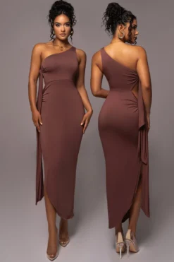 Chocolate Out Of Mind One Shoulder Dress