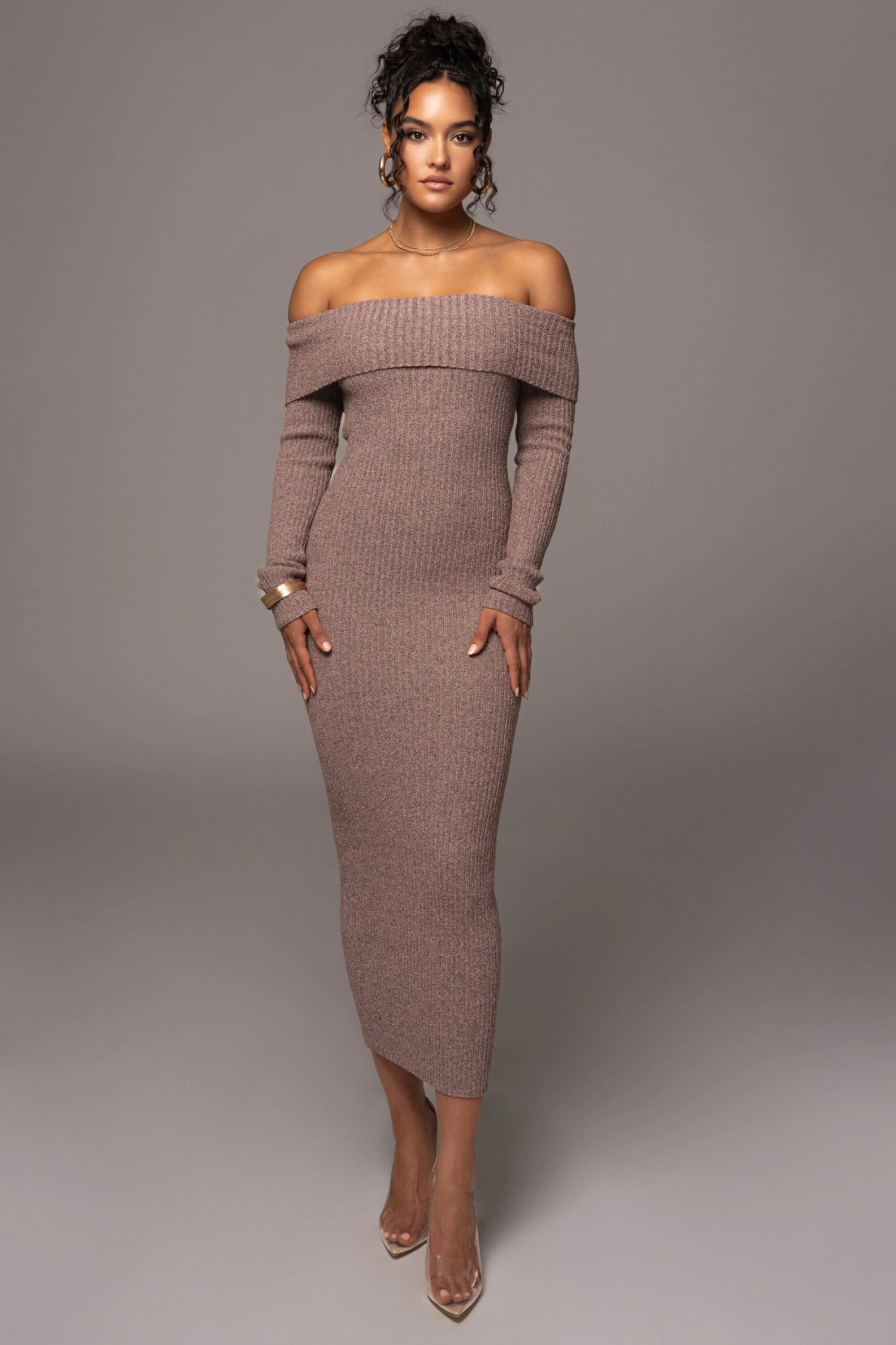 Brown Take A Chance Off-Shoulder Dress - Image 6
