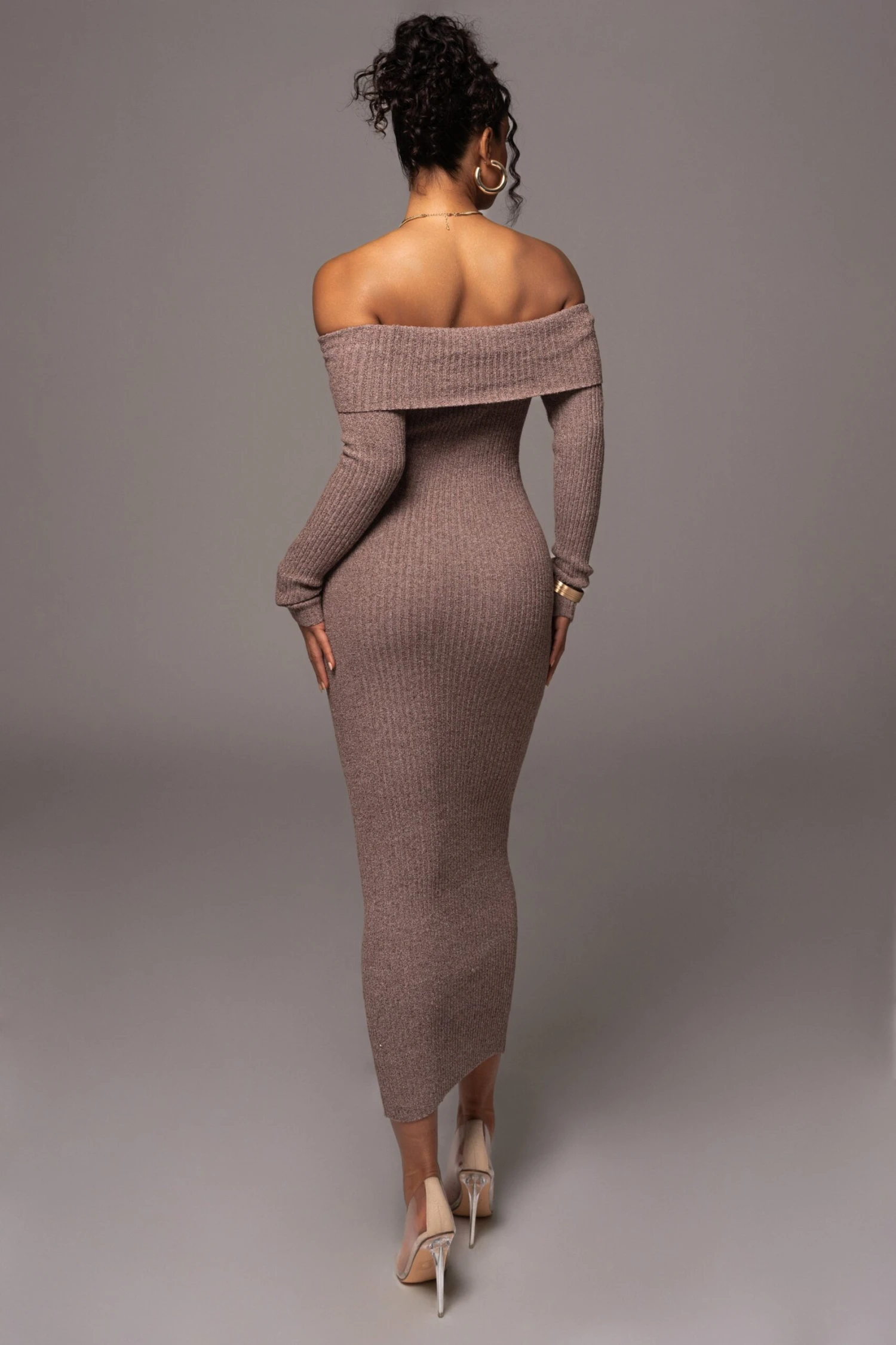 Brown Take A Chance Off-Shoulder Dress - Image 10
