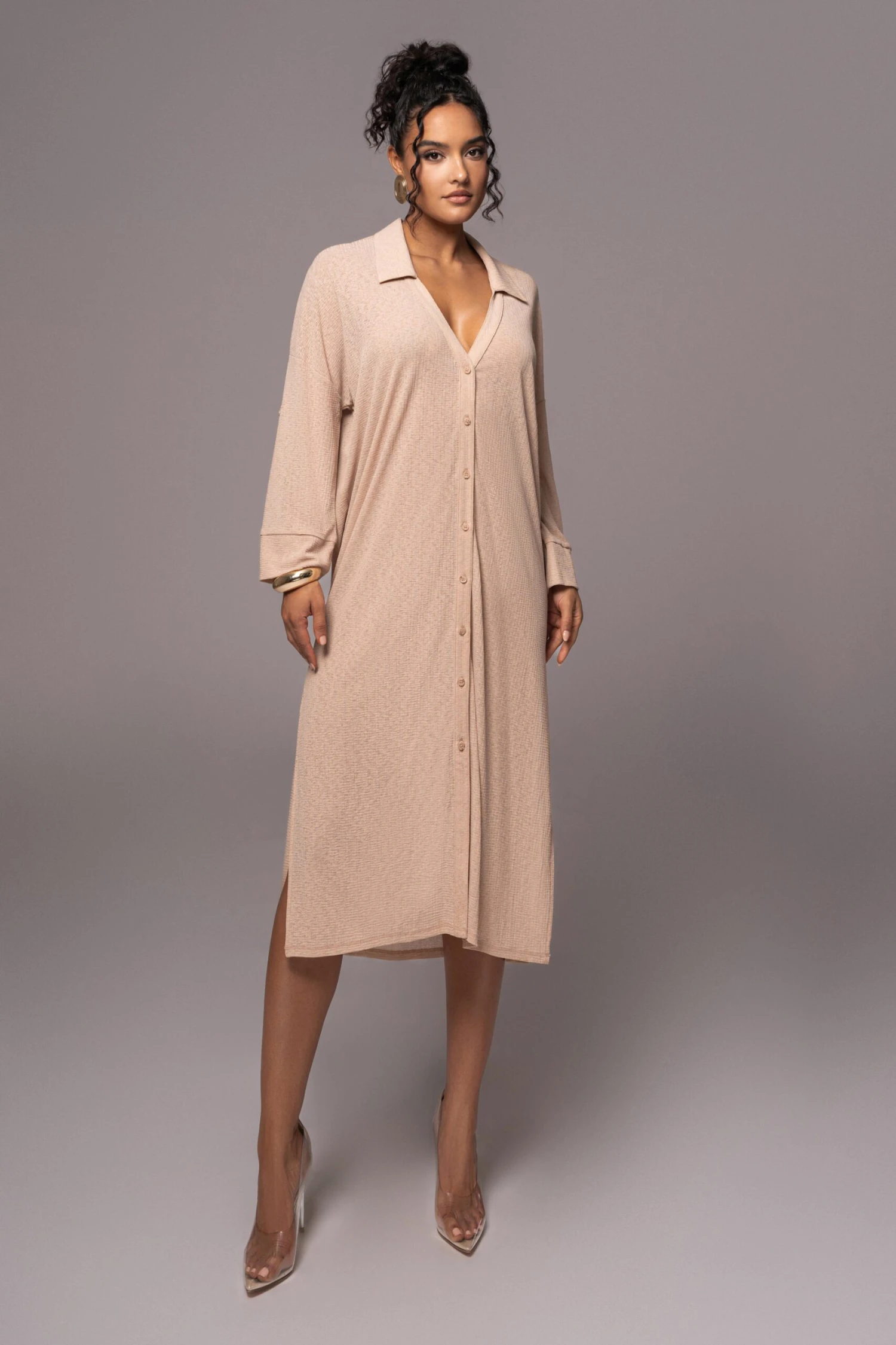 Tan Sunlight Crinkled Mesh Skirt Set - Image 2