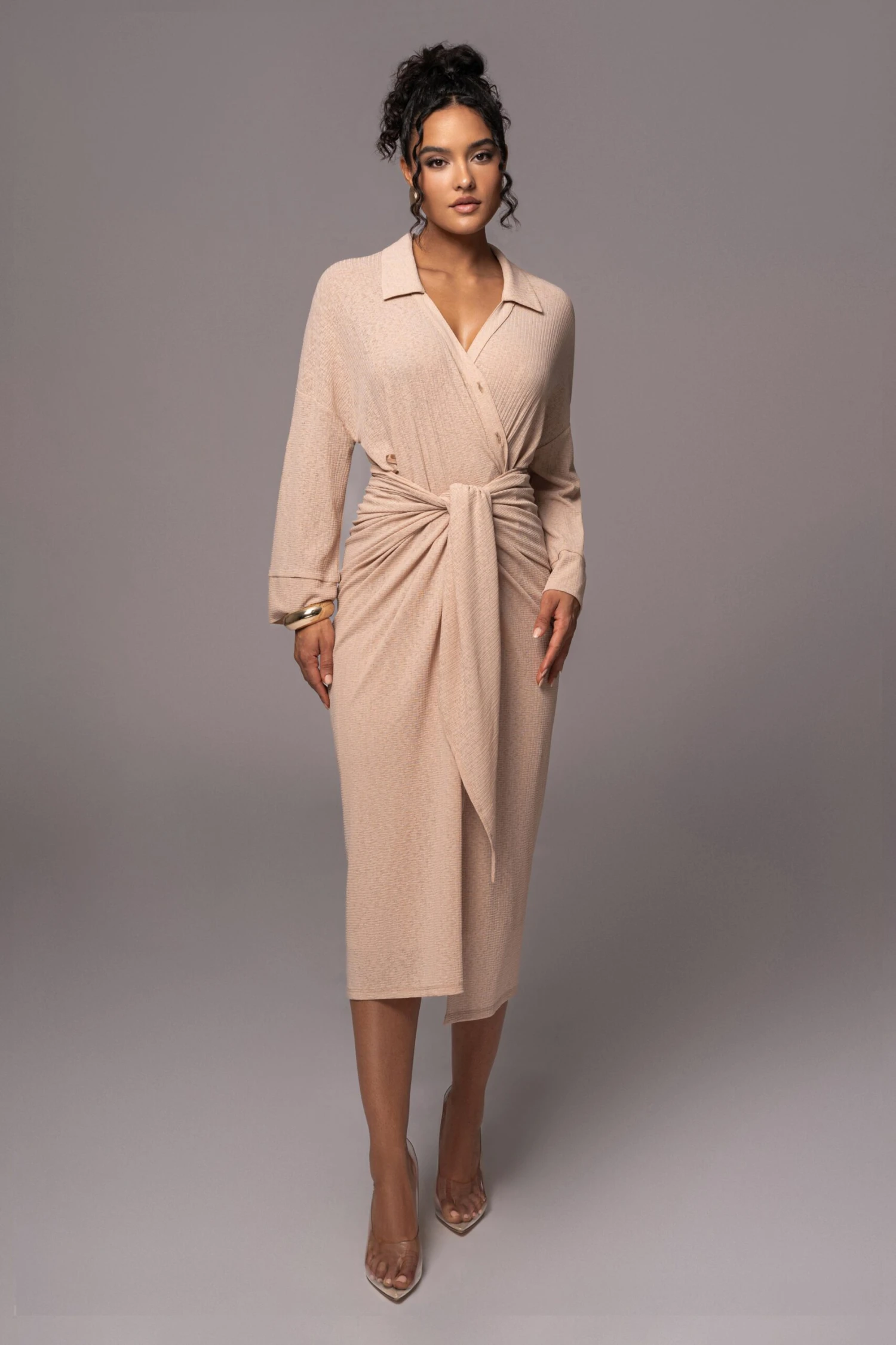 Tan Sunlight Crinkled Mesh Skirt Set - Image 8