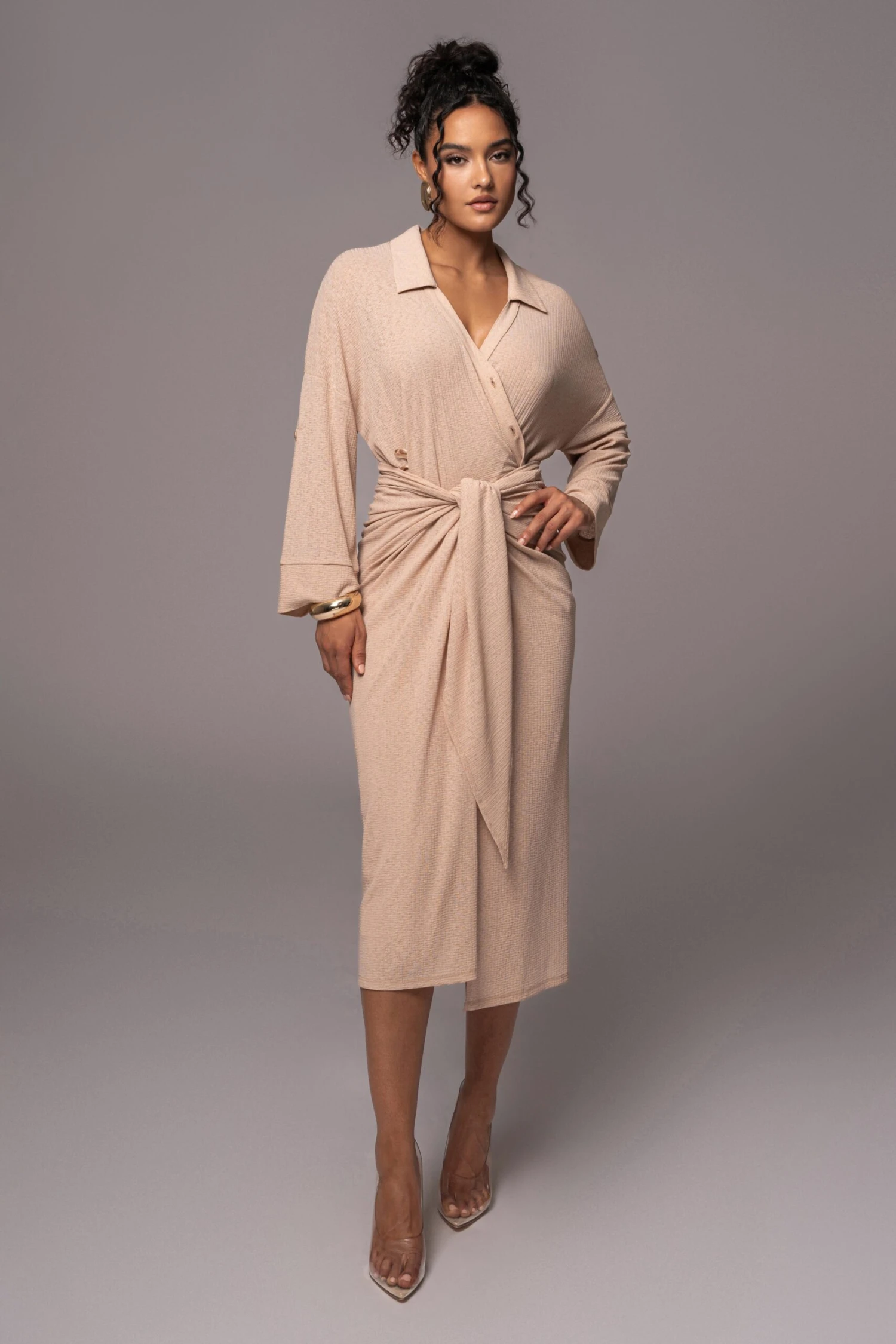 Tan Sunlight Crinkled Mesh Skirt Set - Image 11