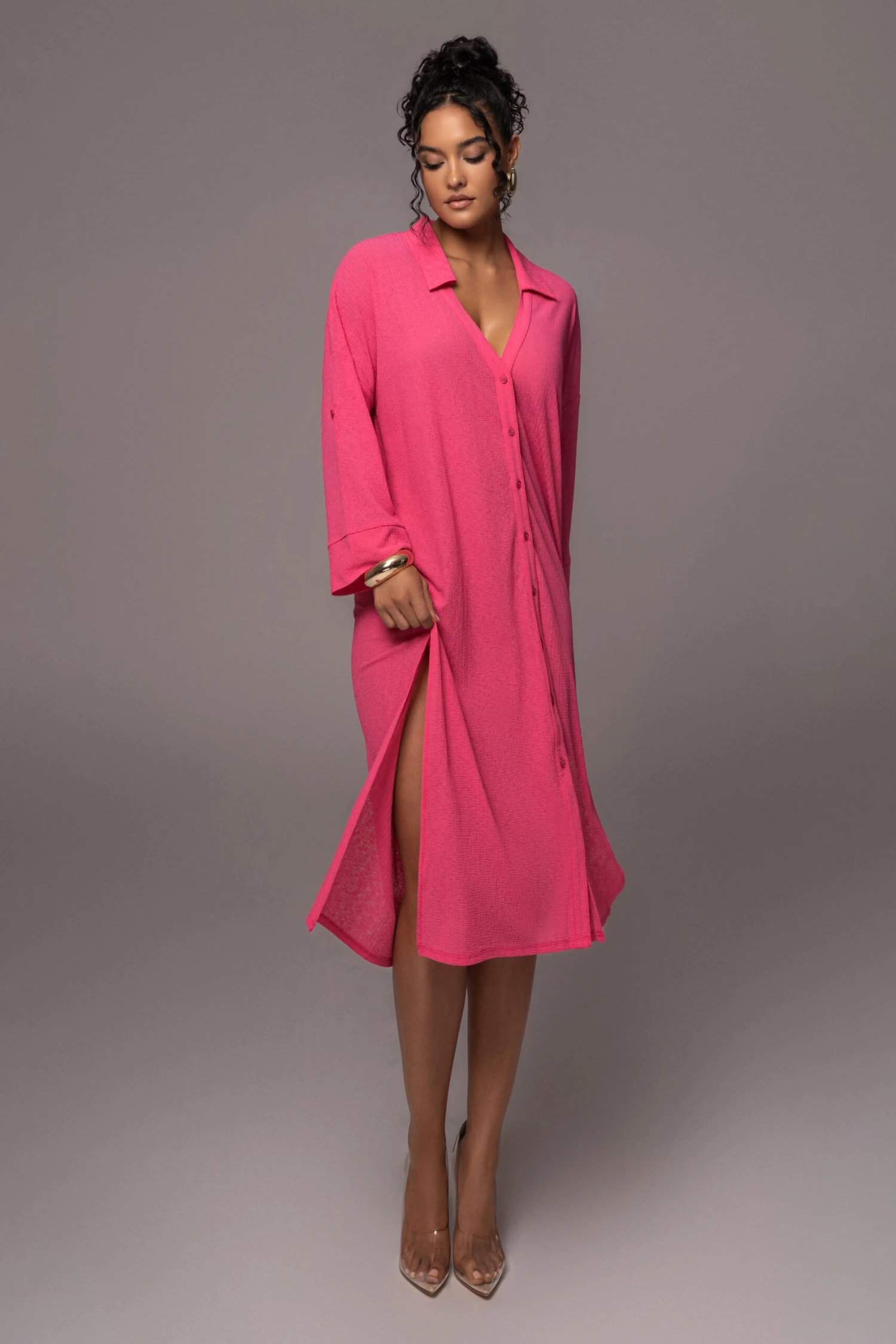 Fuchsia Sunlight Crinkled Mesh Skirt Set - Image 2