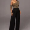 Black Josette Wide-Leg Pleated Pants