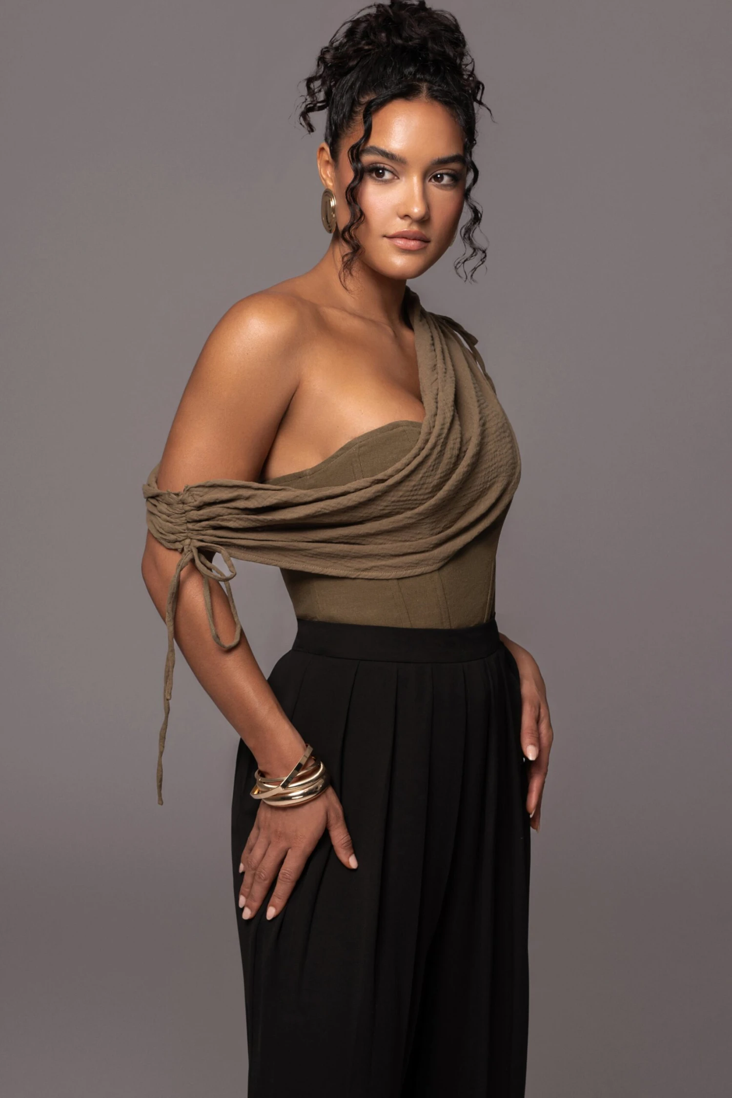 Olive New Obsession Draped Top - Image 6
