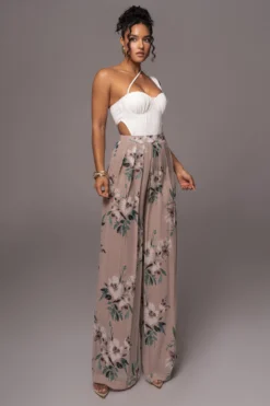 Purple Floral Josette Wide-Leg Pleated Pants